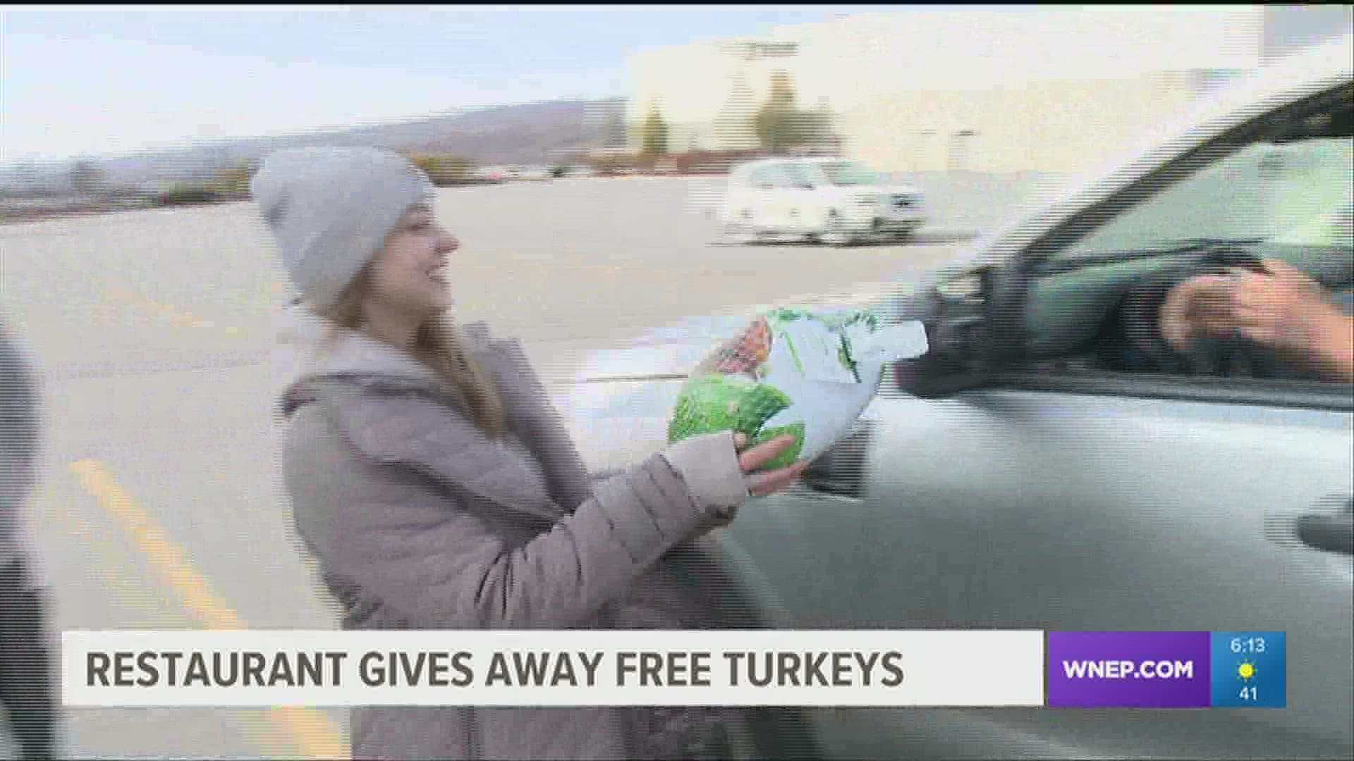 The turkey drive took place at 10 a.m. on Saturday.