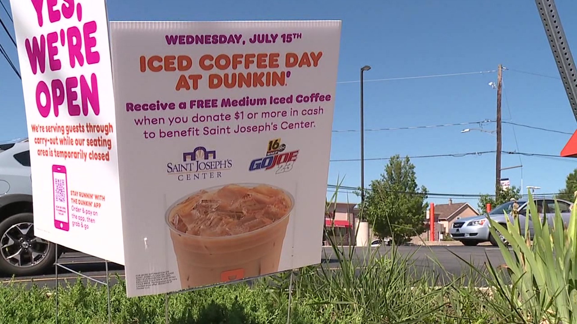 By donating a dollar or more, people could get a free medium iced coffee or iced tea.