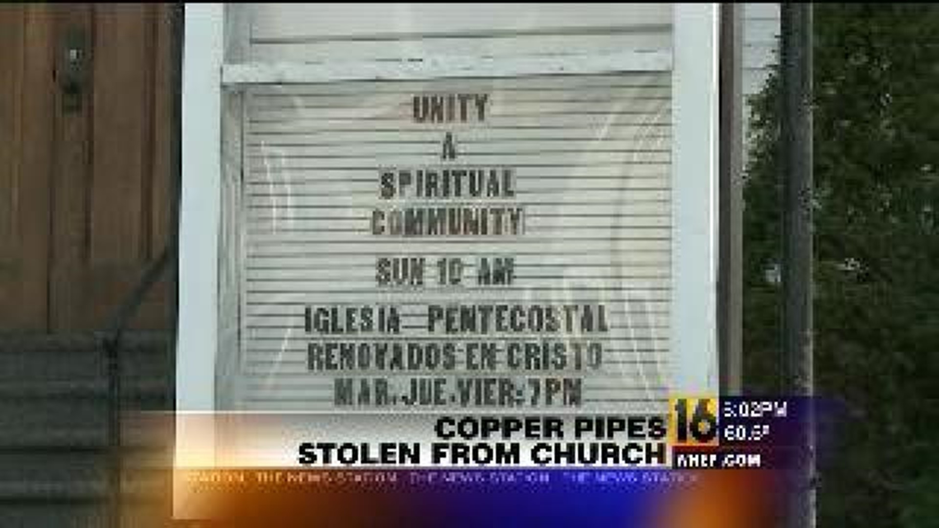Copper Pipes Stolen from Wilkes-Barre Church