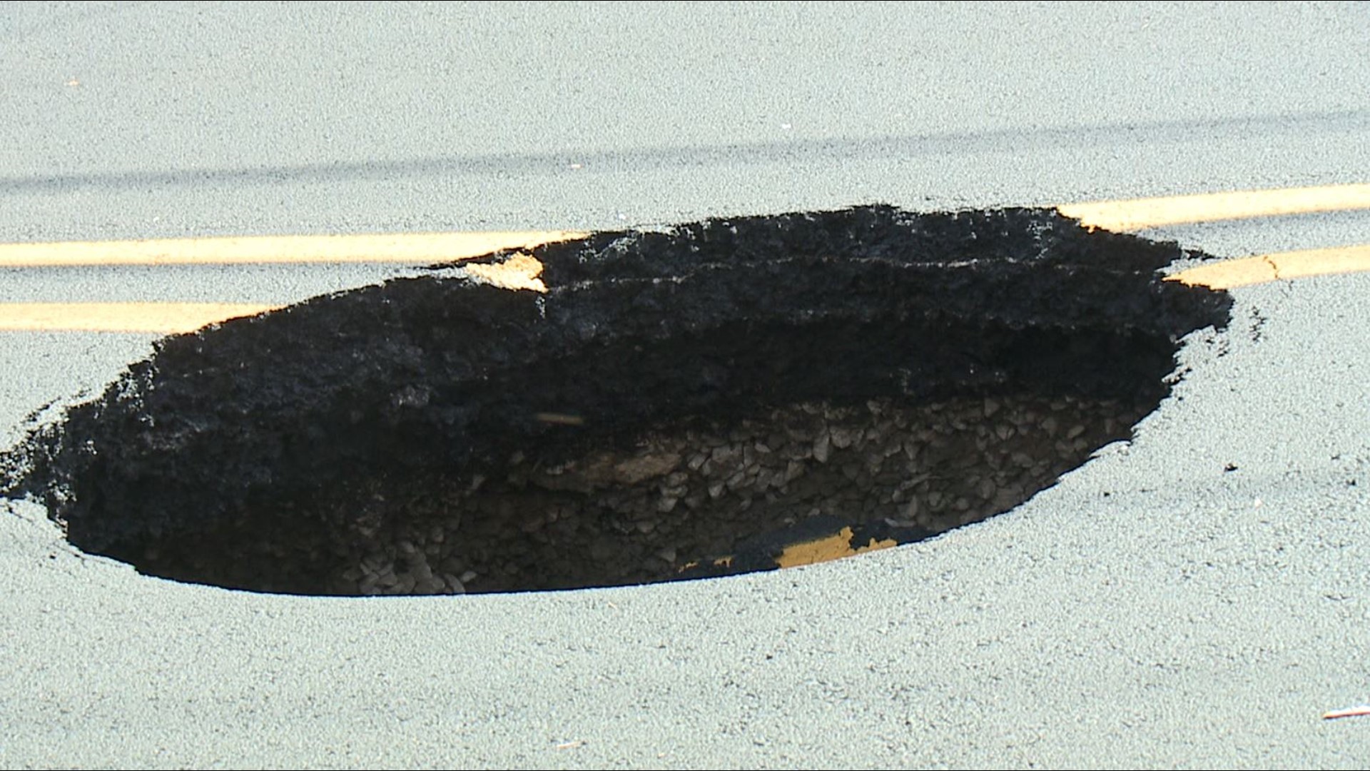 Luzerne Street in Scranton was closed for a time Sunday due to a sinkhole that opened up in the middle of the street.