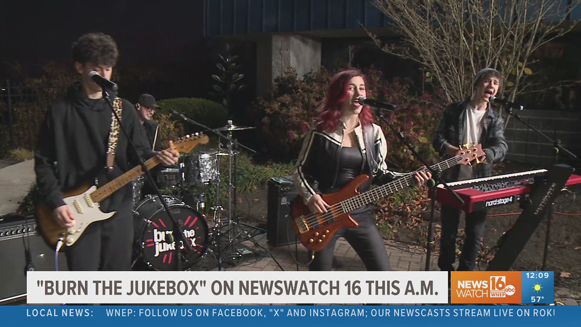 Viewers of Newswatch 16 This Morning were treated to a concert in the backyard.. as Burn the Jukebox performed some of their original songs, including Hello World.