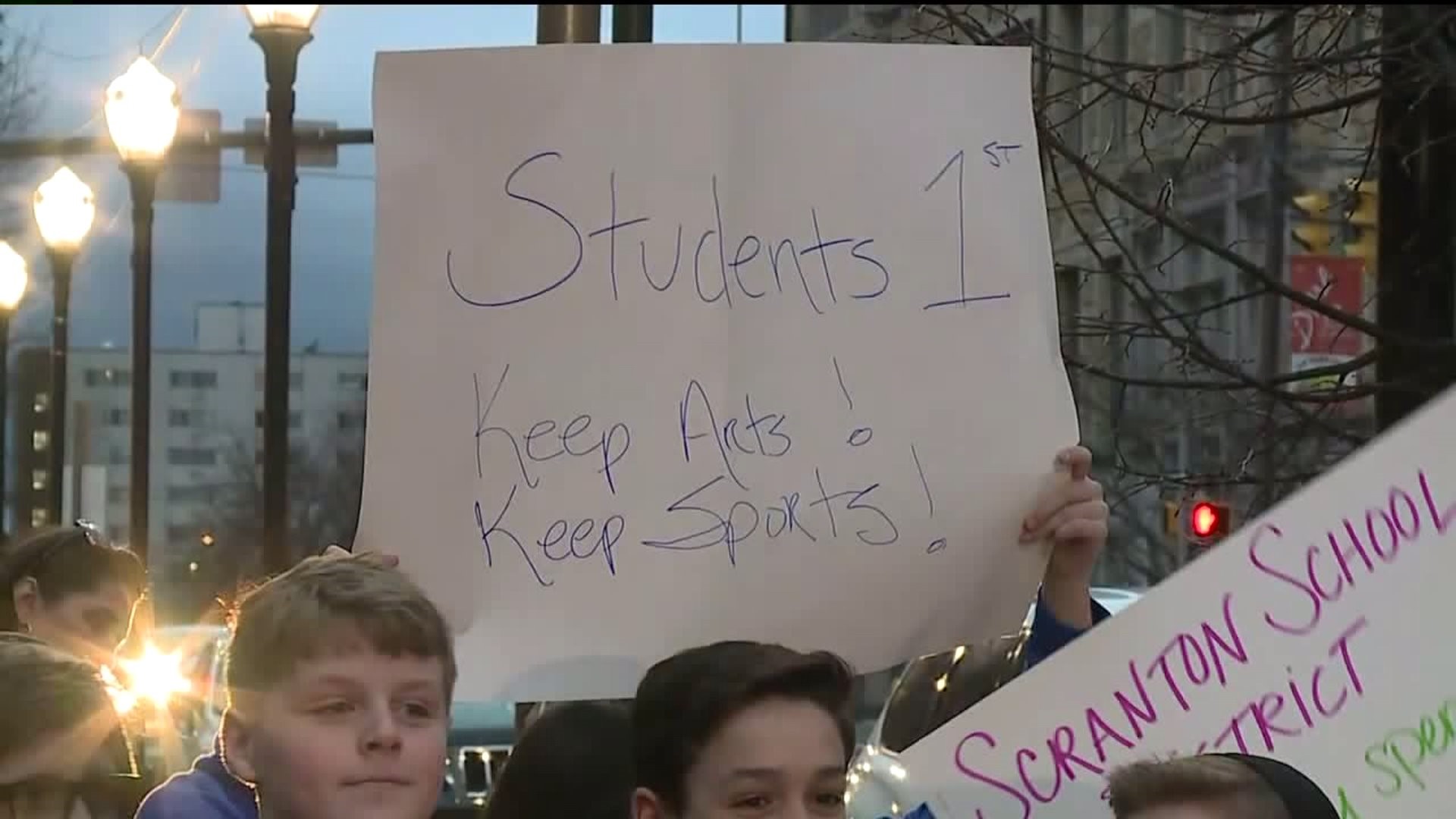 West Scranton Intermediate Students Rally Outside School Board Meeting
