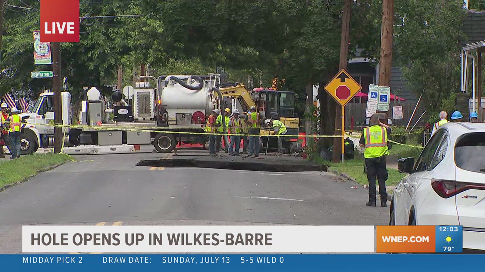 Crews responded after a second hole opened up along Horton Street on Monday.