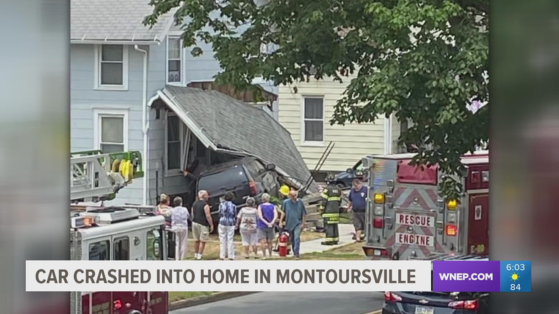 The crash caused the home's porch to be destroyed.