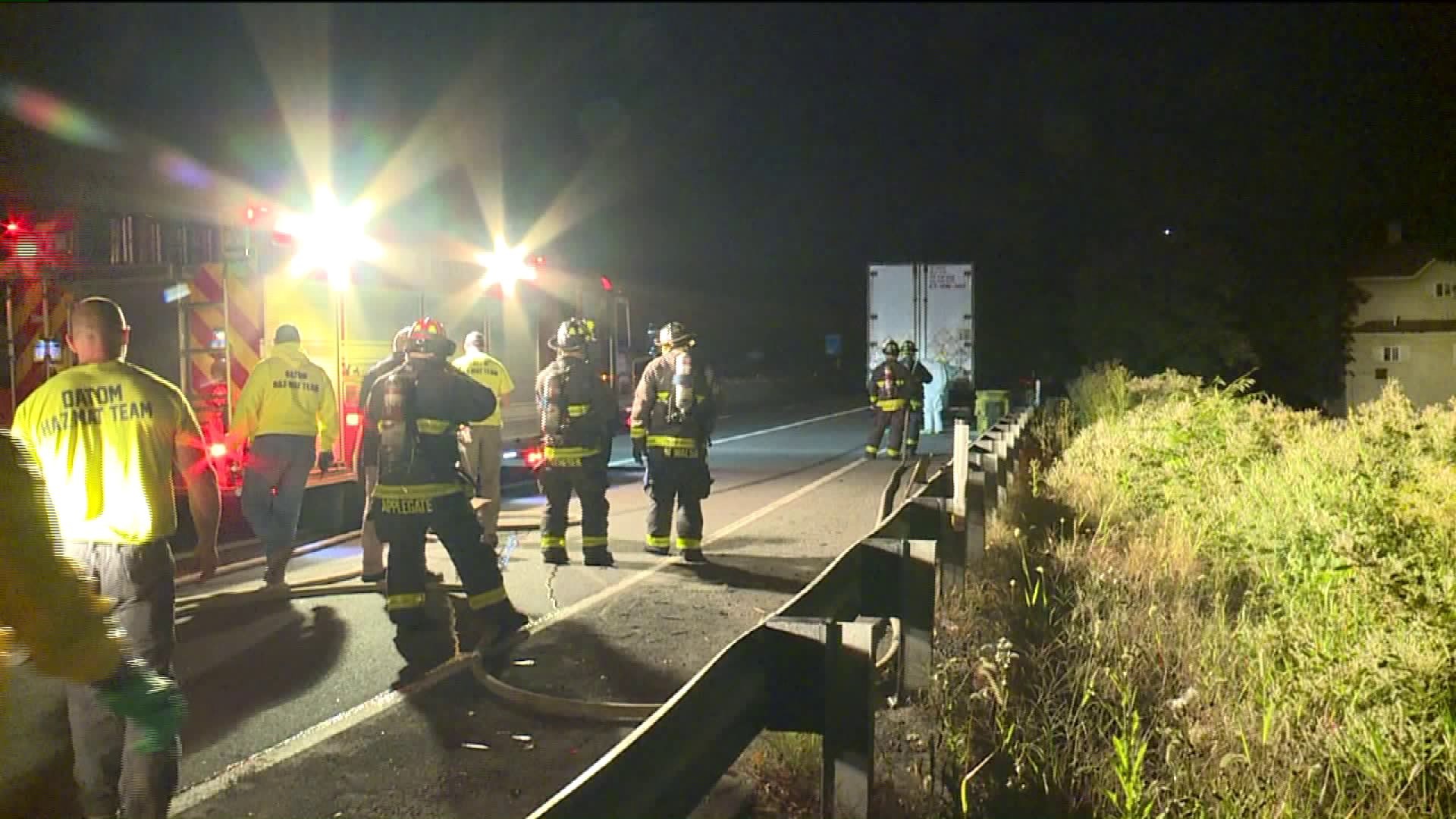 Big Rig Hauling Corrosive Chemicals Crashes on Interstate in Lackawanna County