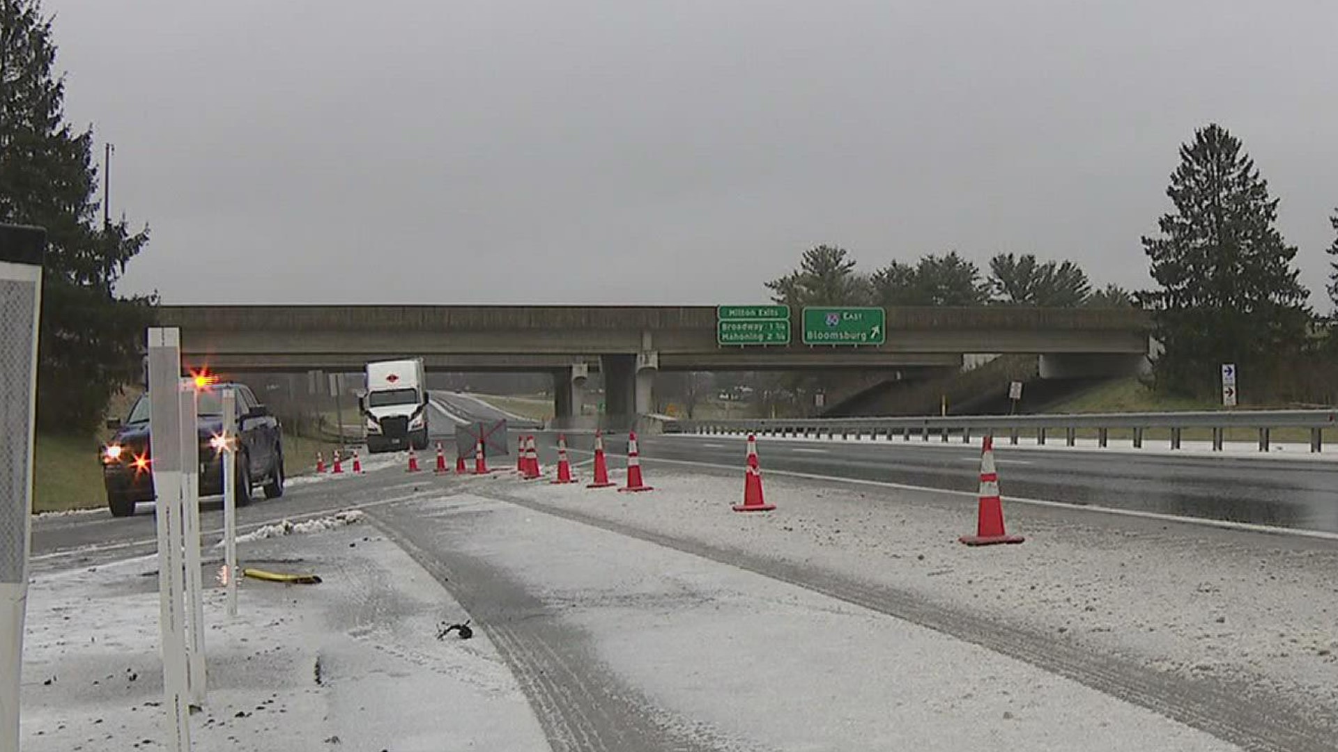 The snow has arrived in our western counties, and now, a part of Interstate 80 is shut down after a crash.