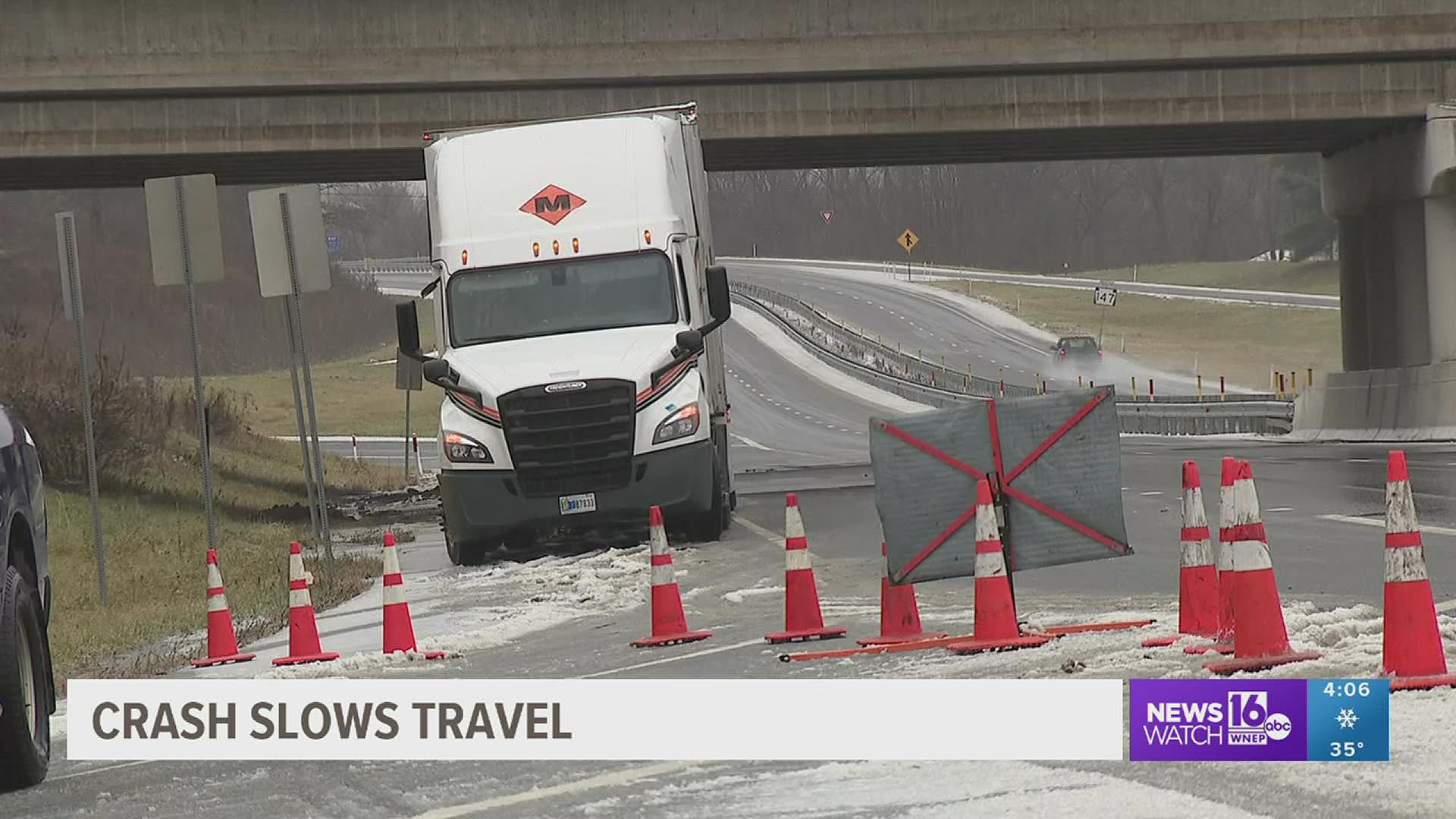 The snow has arrived in our western counties, and now, a part of Interstate 80 was shut down after a crash.