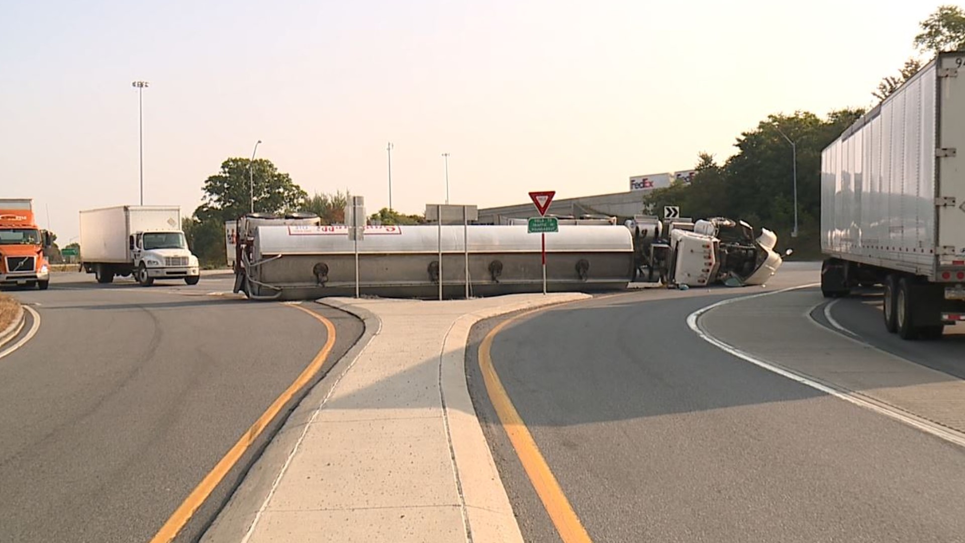 A truck hauling gasoline crashed Friday morning, tying up traffic to the Wilkes-Barre/Scranton International Airport and to Interstate 81.