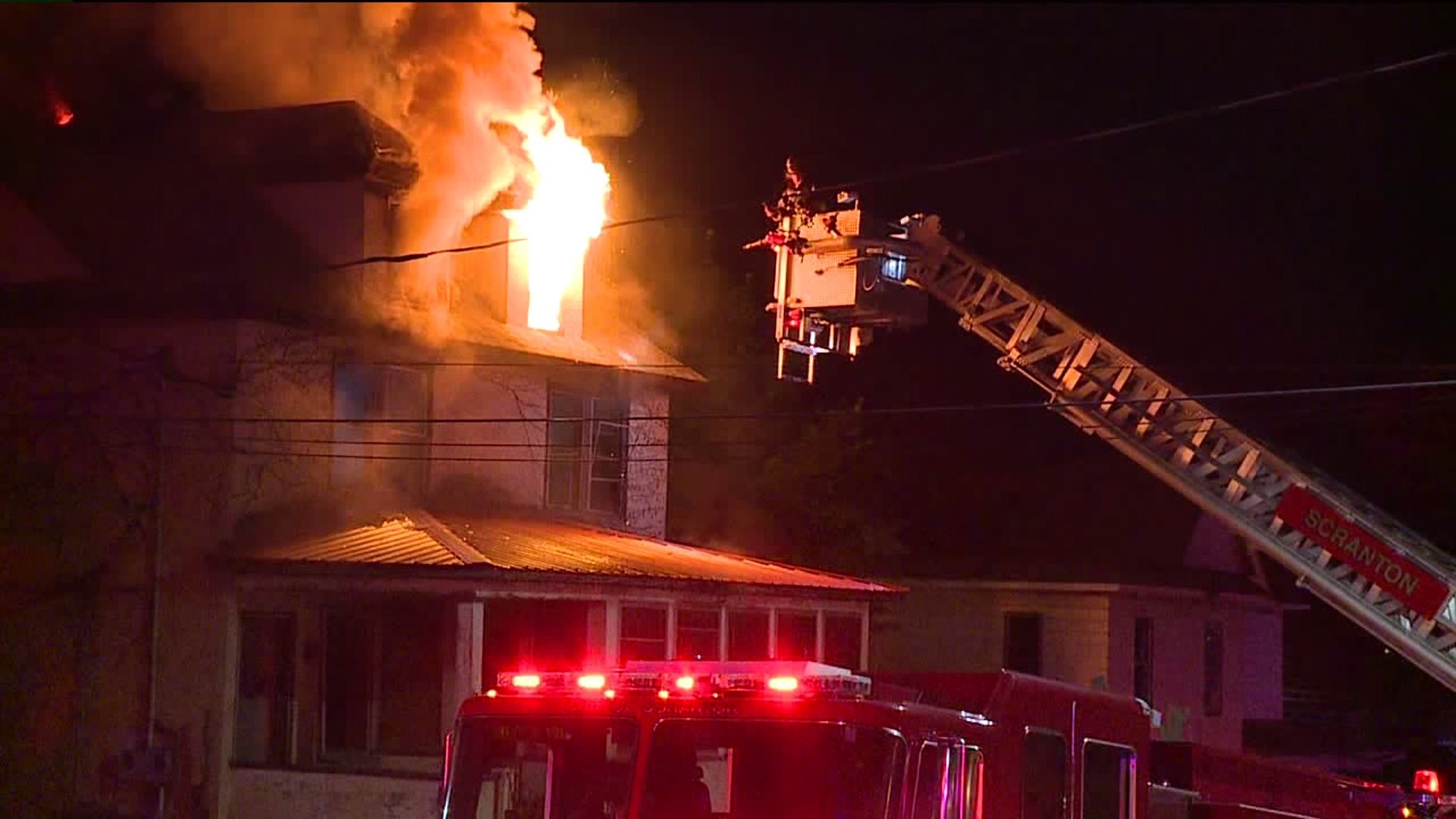 Flames Destroy House in Scranton