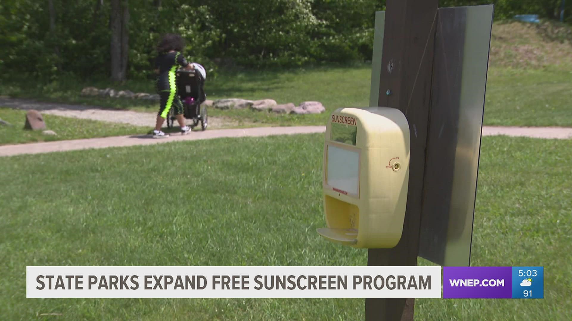 The Pennsylvania Department of Conservation and Natural Resources is once again supplying free sunscreen to guests at state park beaches and swimming pools
