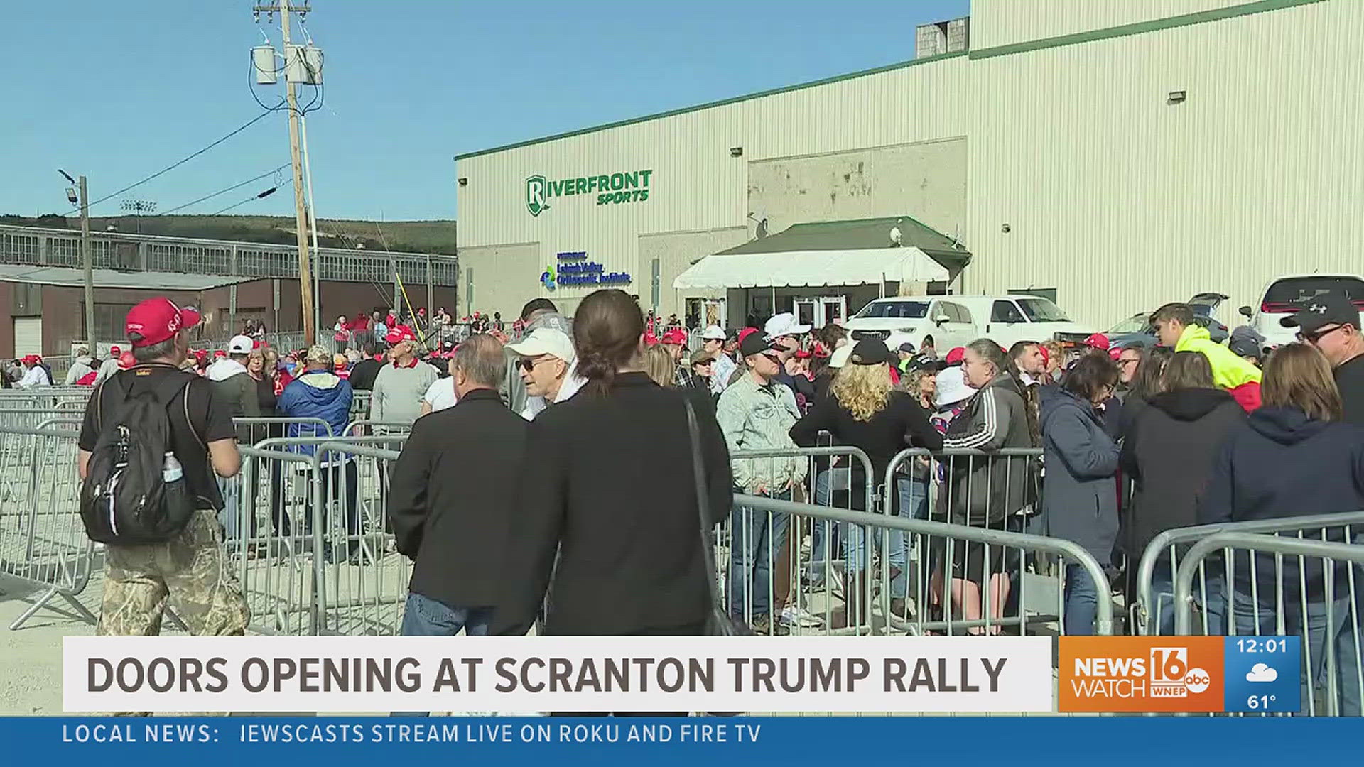 Trump is hosting a rally at Riverfront Sports Complex on West Olive Street in Scranton.