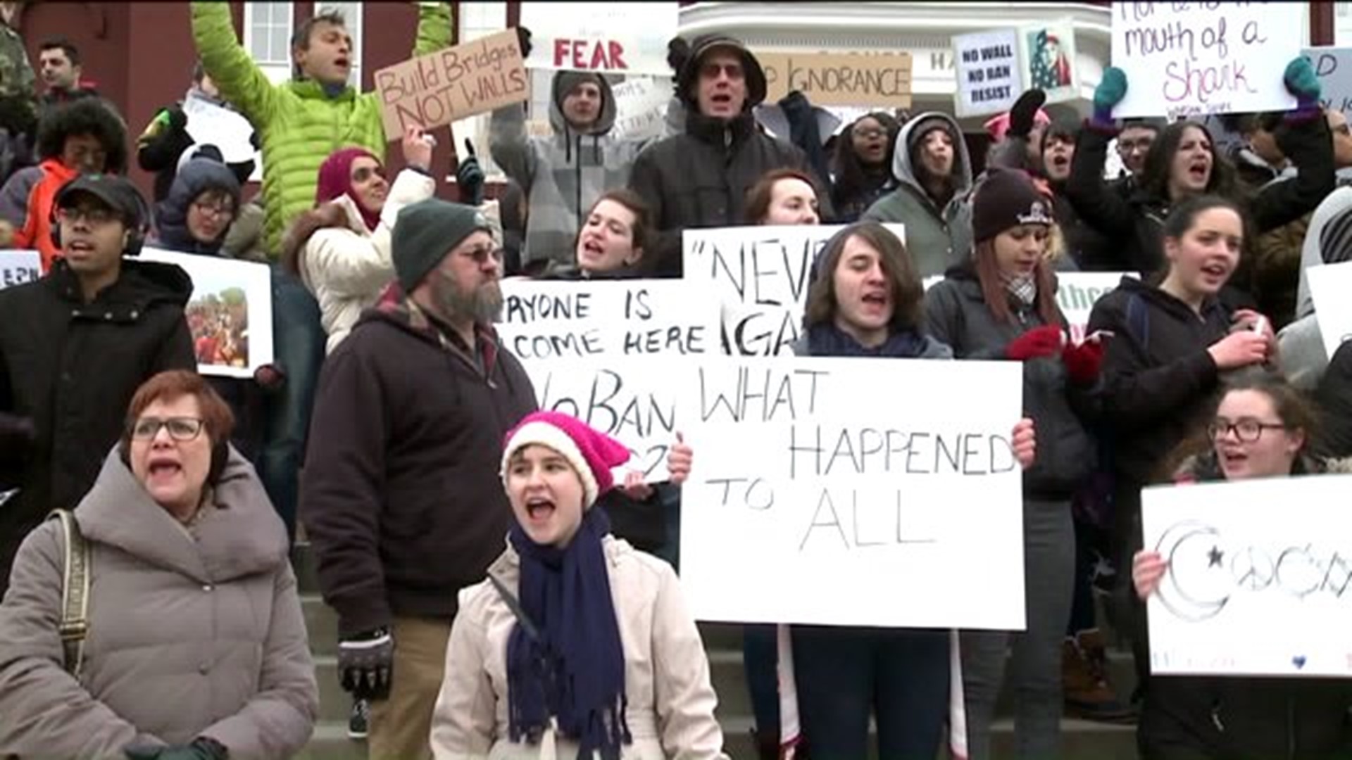 Immigration Ban Protest At Bloomsburg University Draws People From Both Sides