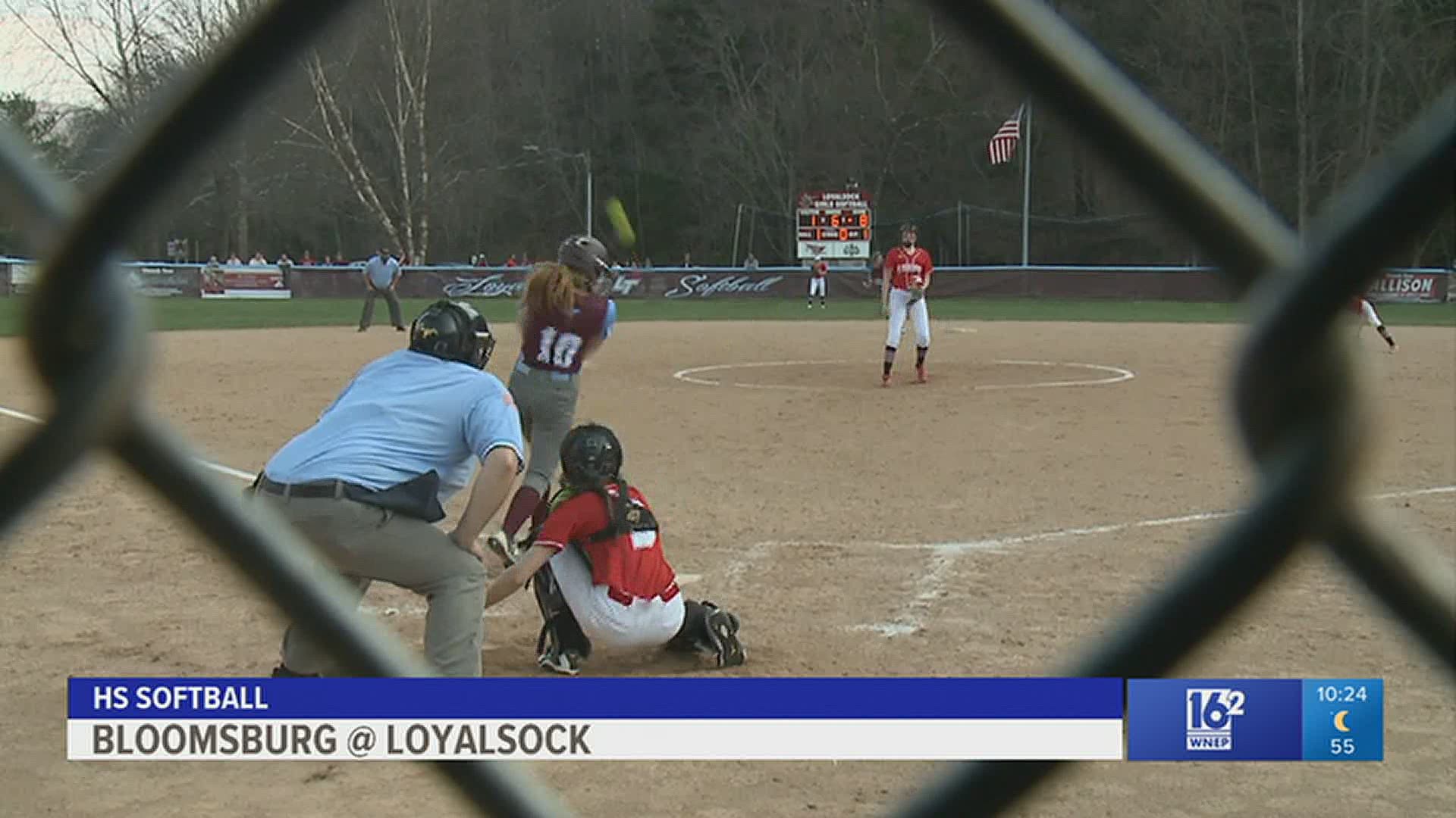 Loyalsock mercy-ruled Bloomsburg 12-1 in six innings in HS softball.
