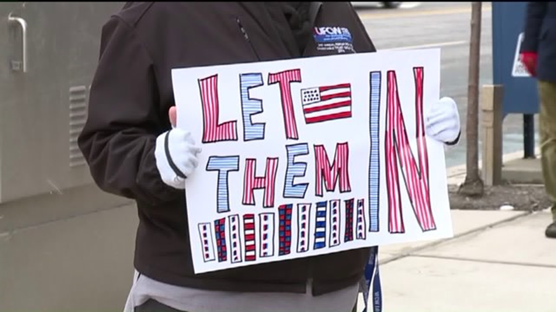 Protest in Hazleton Against President`s Executive Orders