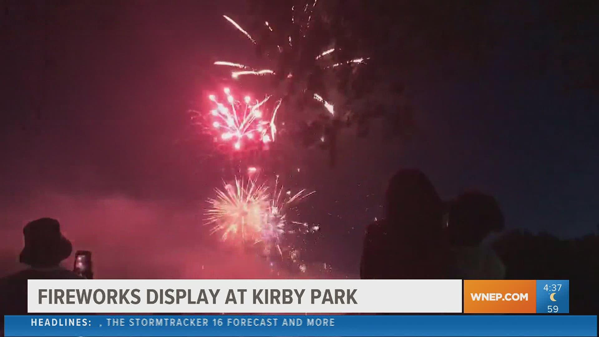 Fireworks lit up the night sky at Kirby Park on Sunday.