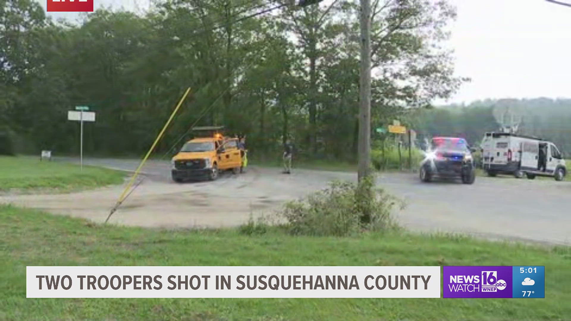 Road block still in place after shooting injures two state troopers ...