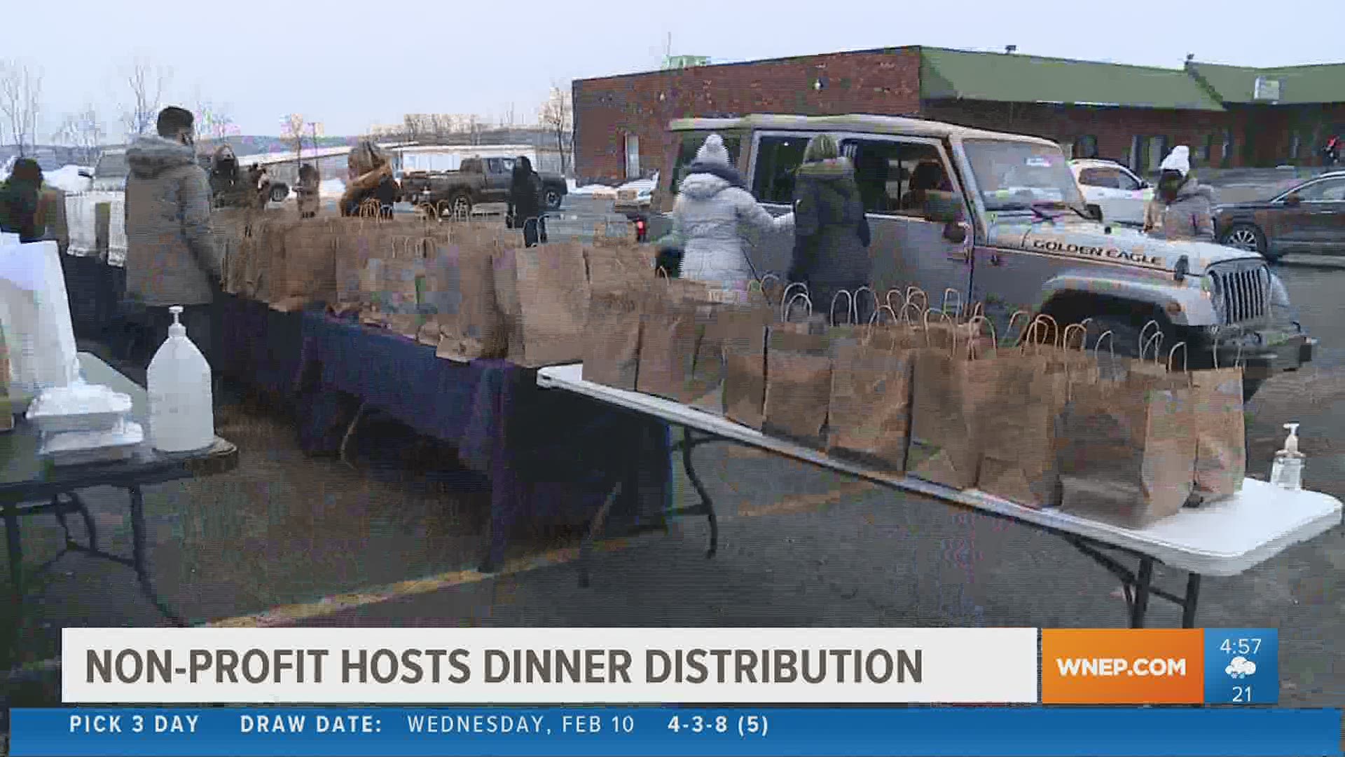 The organization is focused on feeding the community by purchasing dinners from small, local restaurants and distributing them to the community.