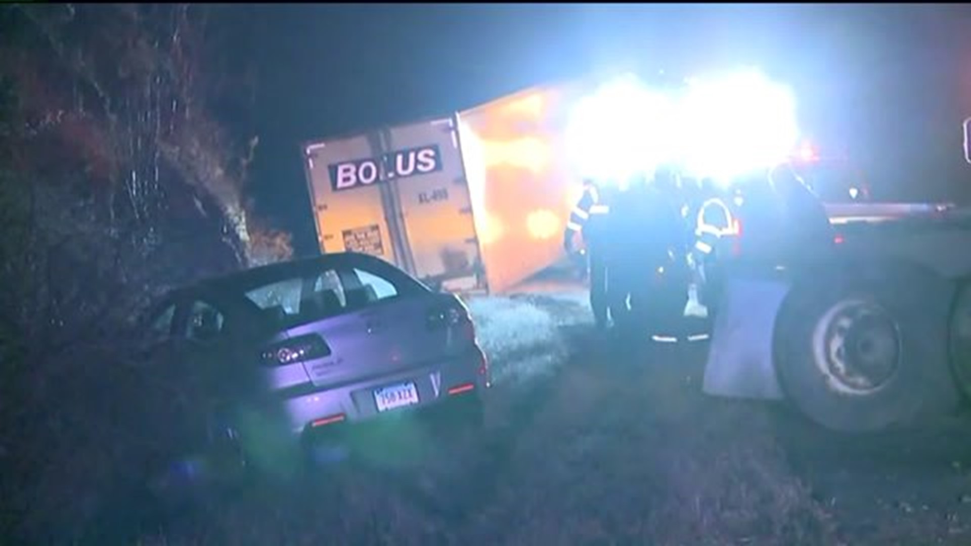 Big Rig and Car Collide on I-84