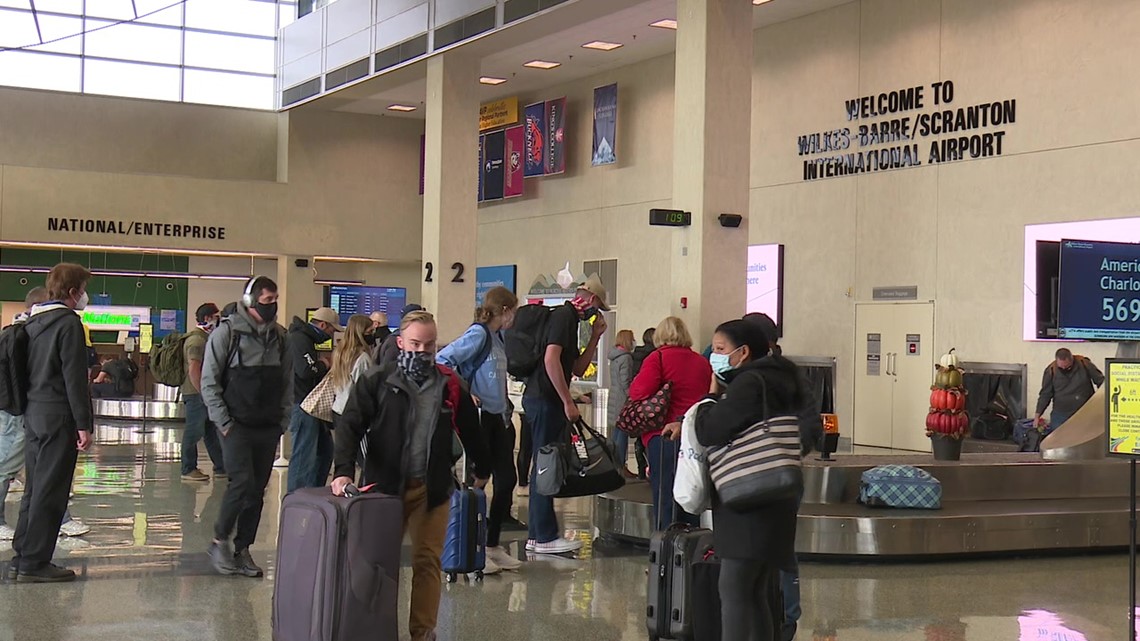 Thanksgiving travelers at WilkesBarre/Scranton Intl. Airport