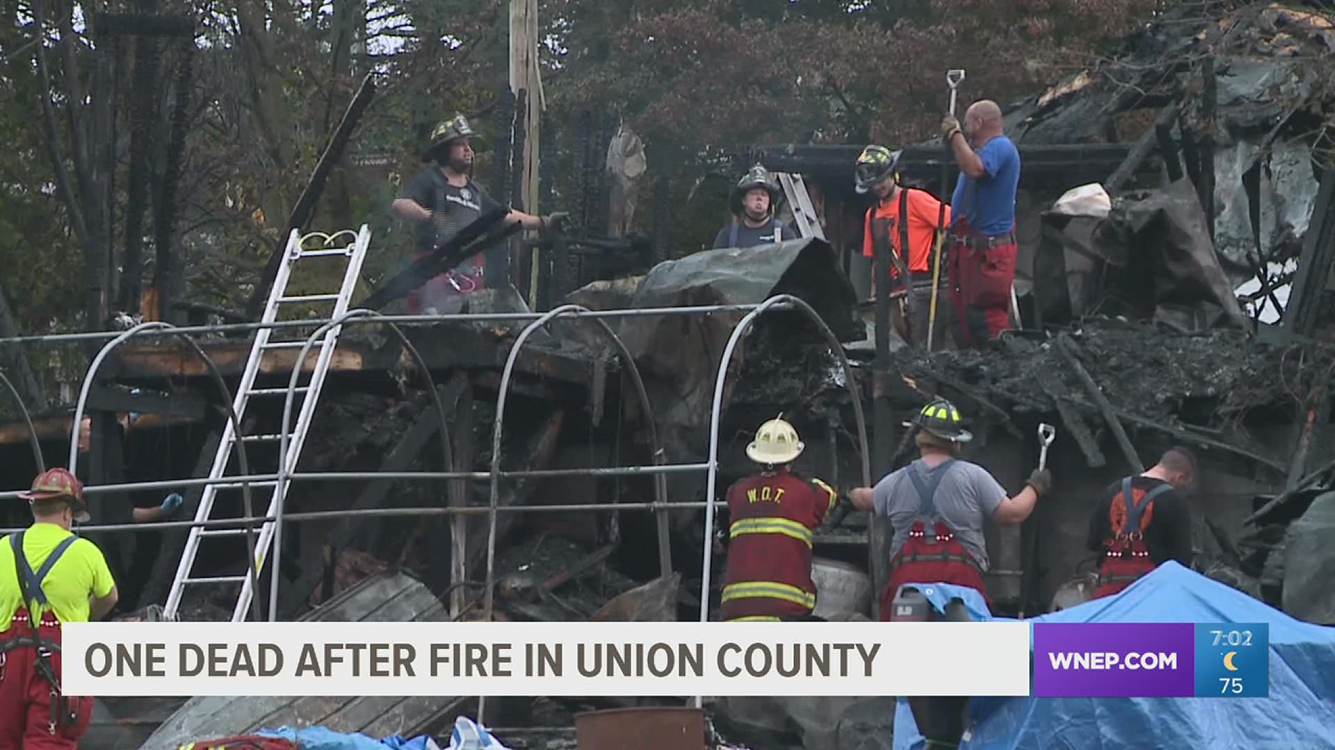 The flames sparked along Grover Drive in New Columbia around 1:30 p.m. Friday.