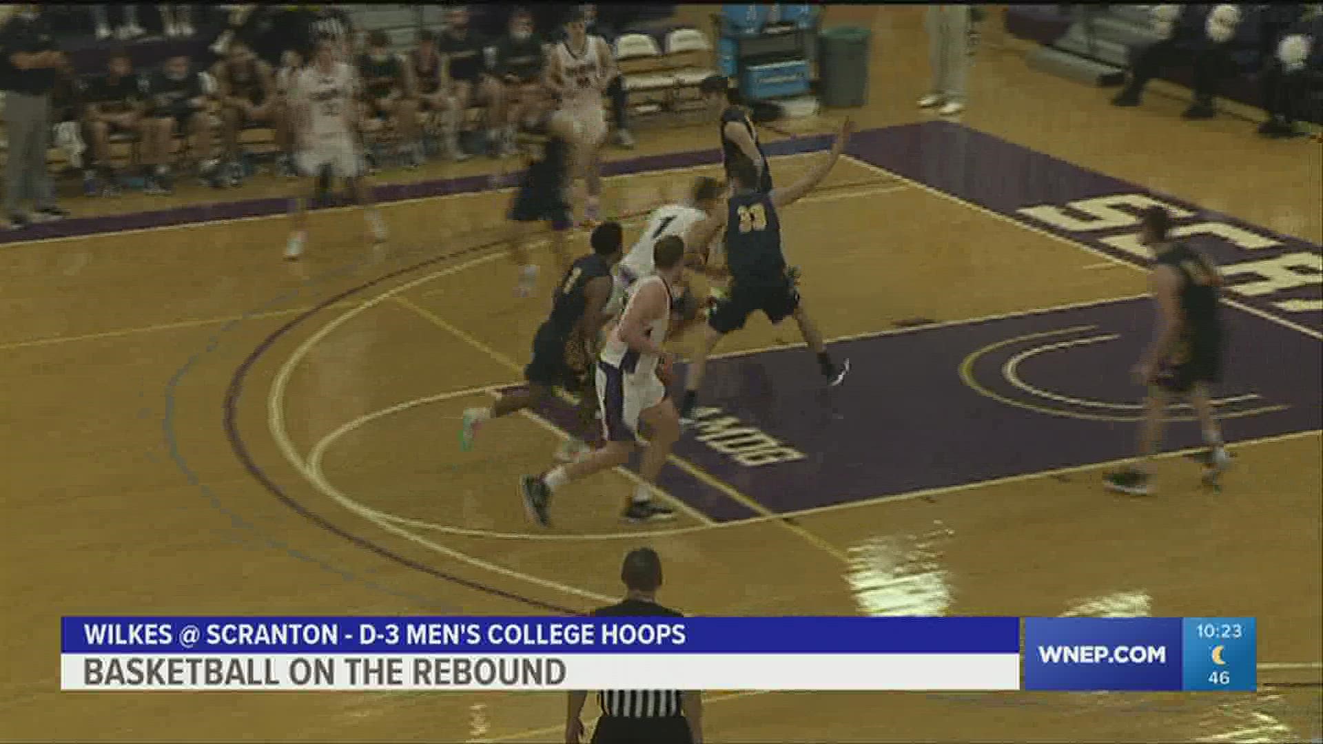Scranton welcomed Wilkes in D3 Men's college basketball.  Royals got 20 points from Jackson Danzig in their 100-72 win.