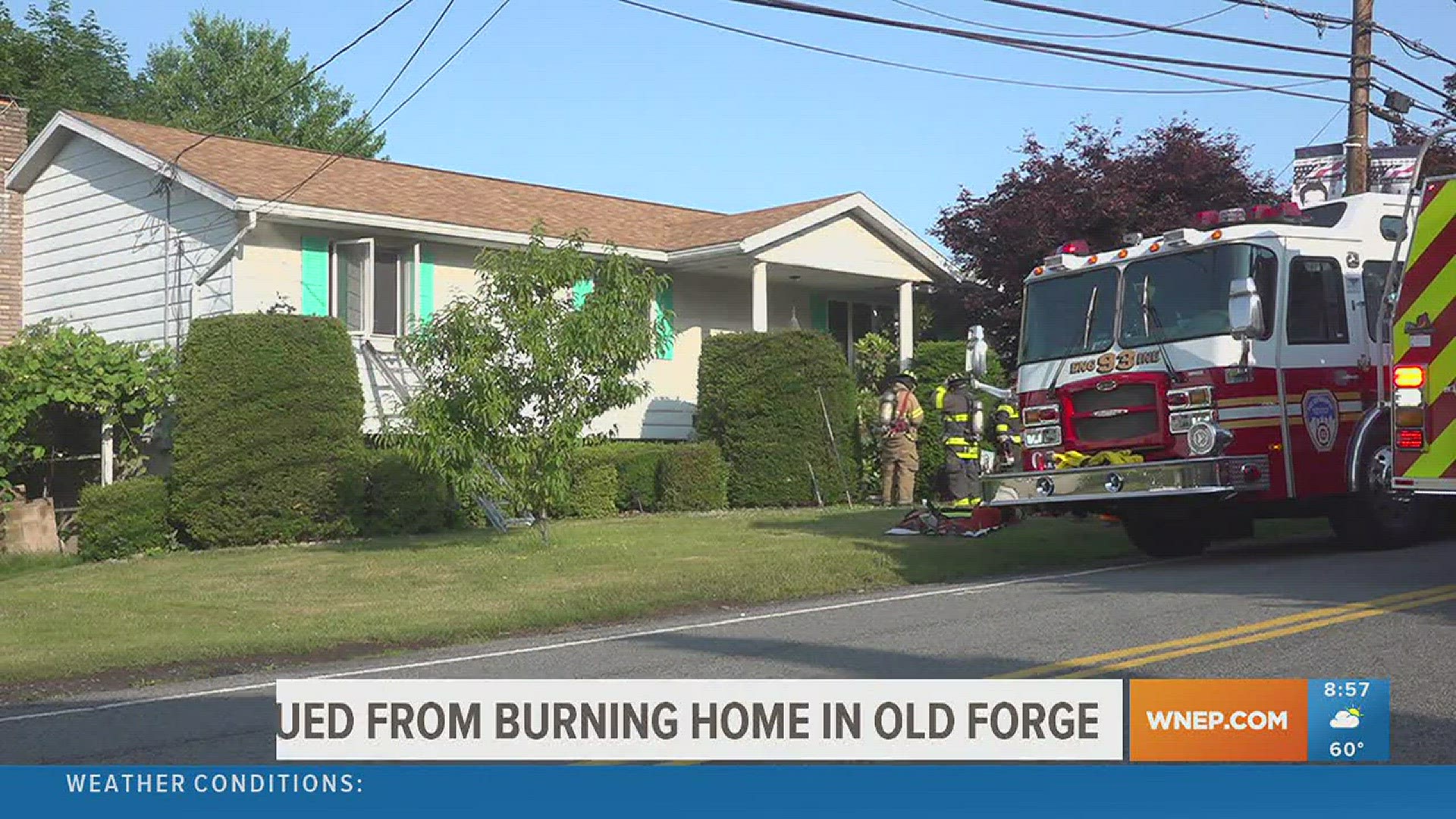 Crews were putting out a house fire in Old Forge when they came across a pig in the basement.