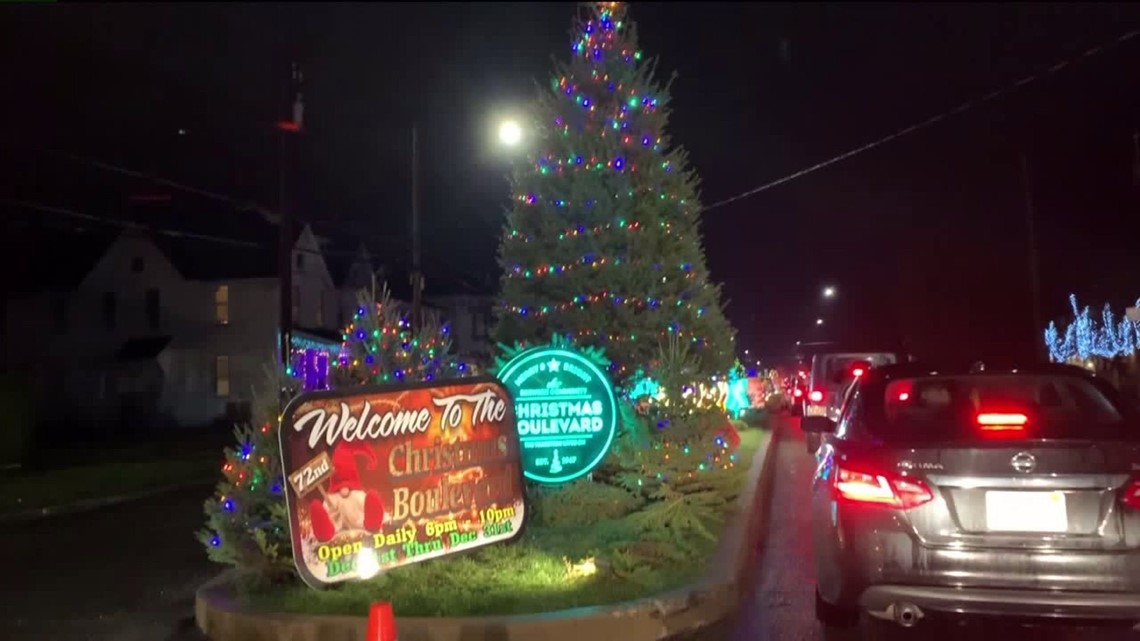 Christmas Boulevard Lit Up in Berwick