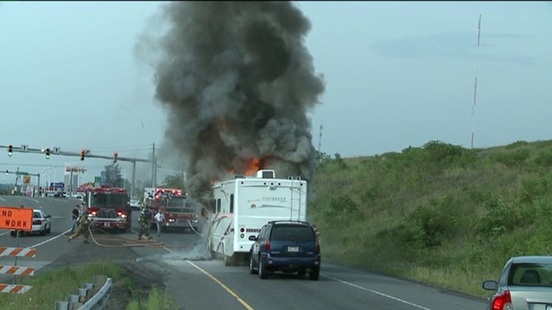 Motorhome Caught Fire on I-81
