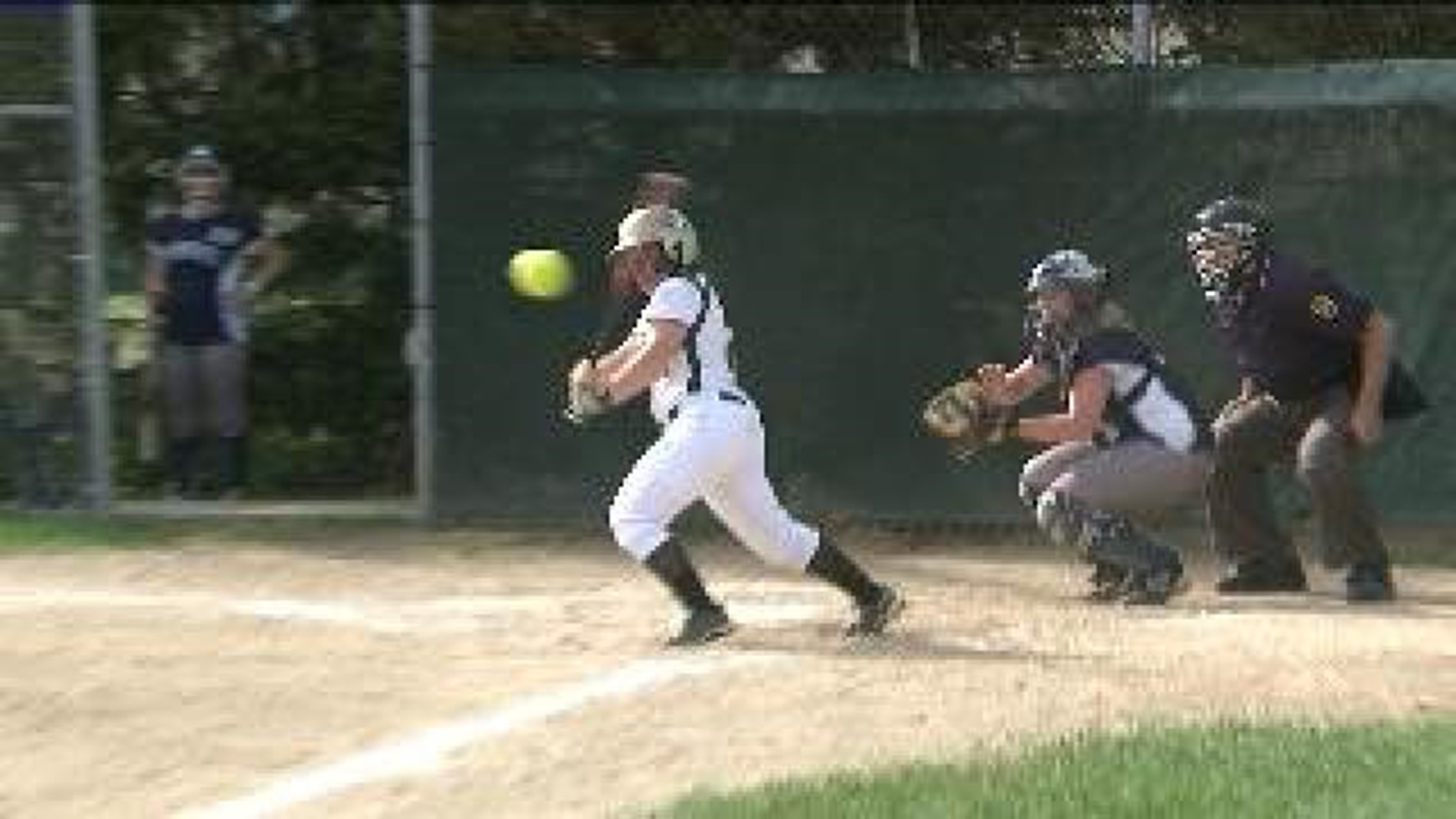 Sharla McBride Nearly Hit By Line Drive