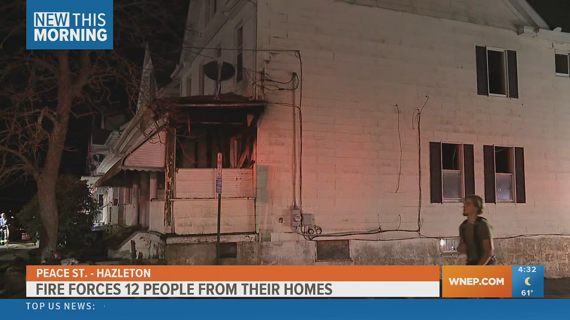 A fire in the kitchen forced twelve people from their home Wednesday night.