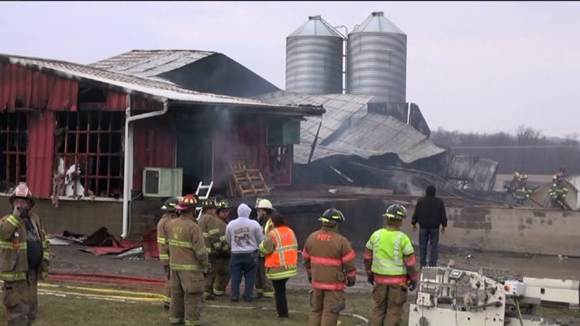 Flames Destroy Barn near Danville