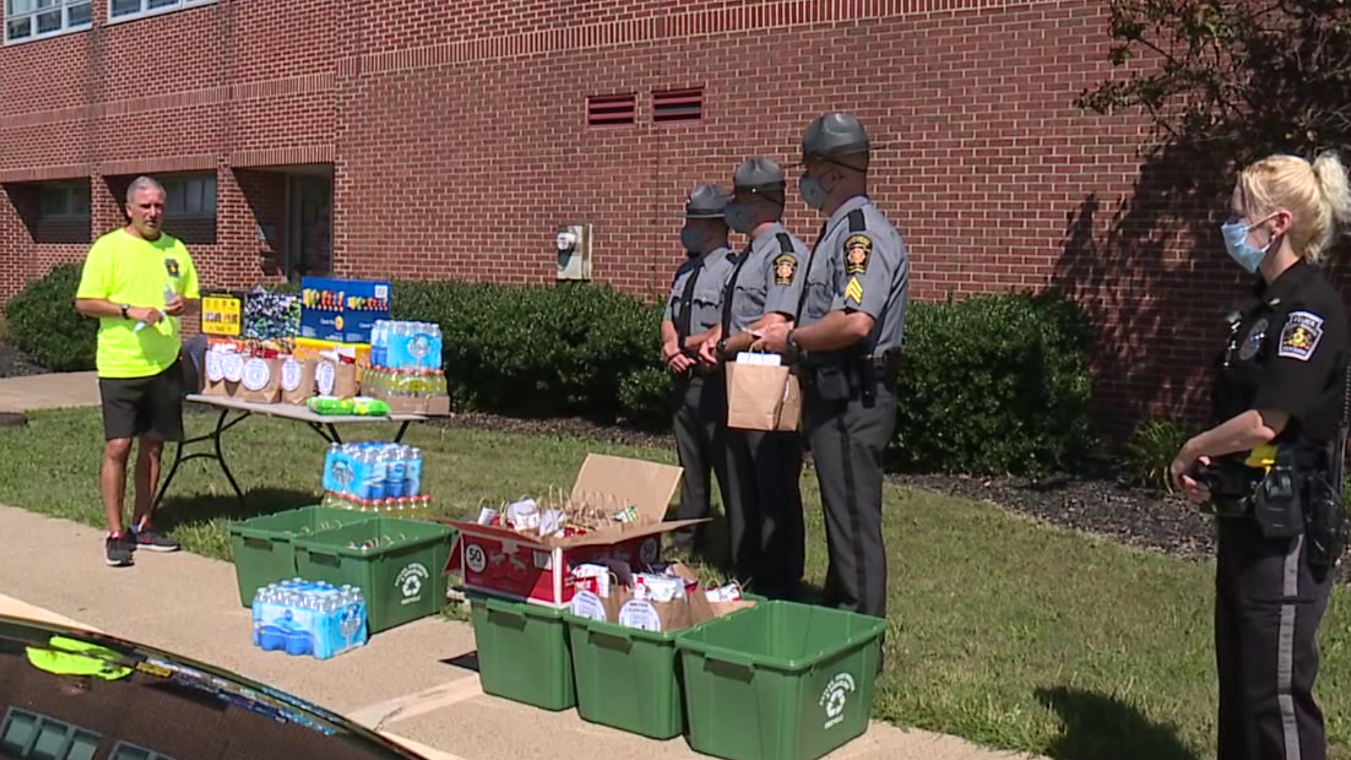 Local State Police receive gift bags to show support for all that they do.