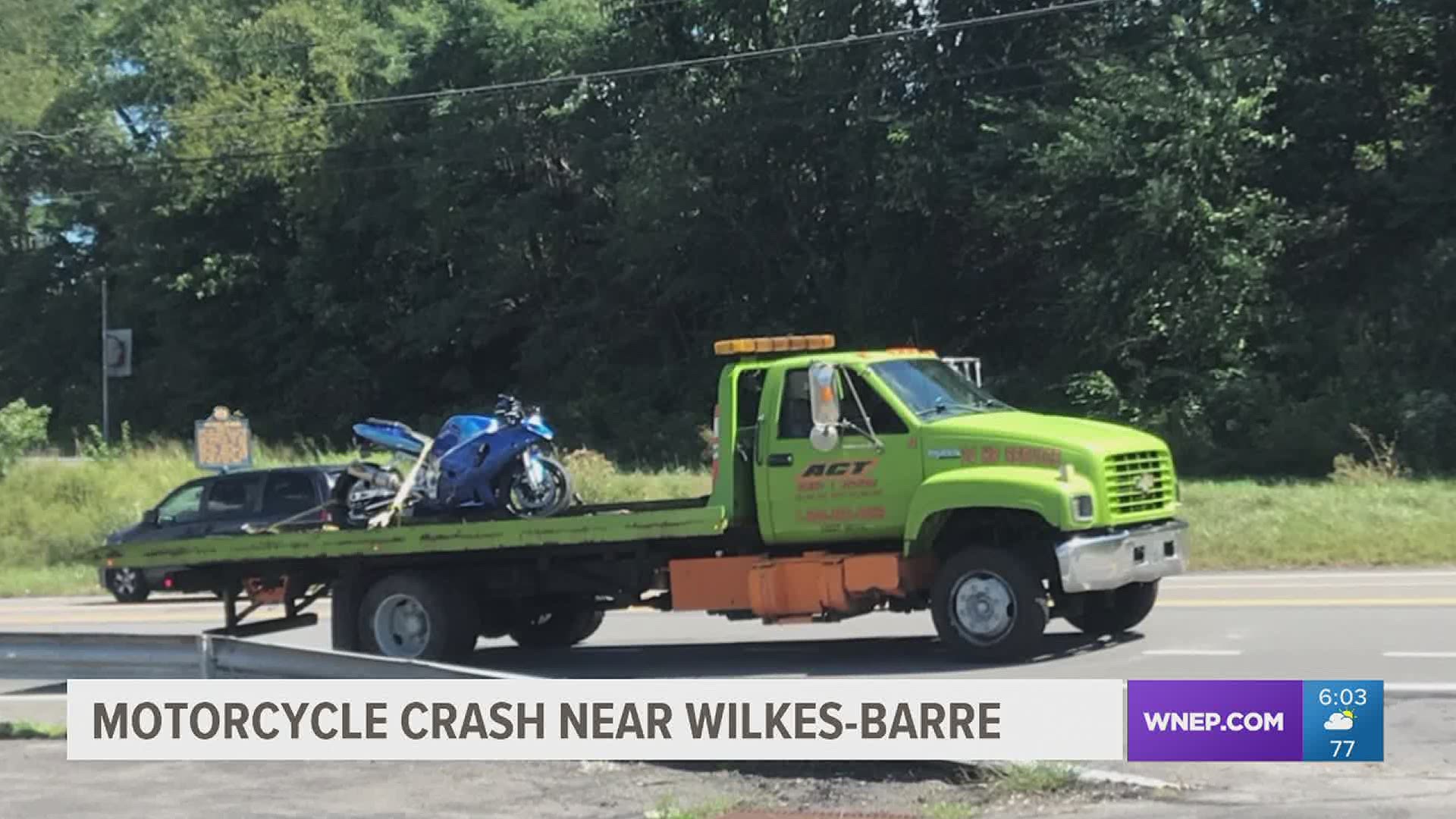 A road in Luzerne County was closed for about an hour after a motorcycle crash Saturday afternoon.