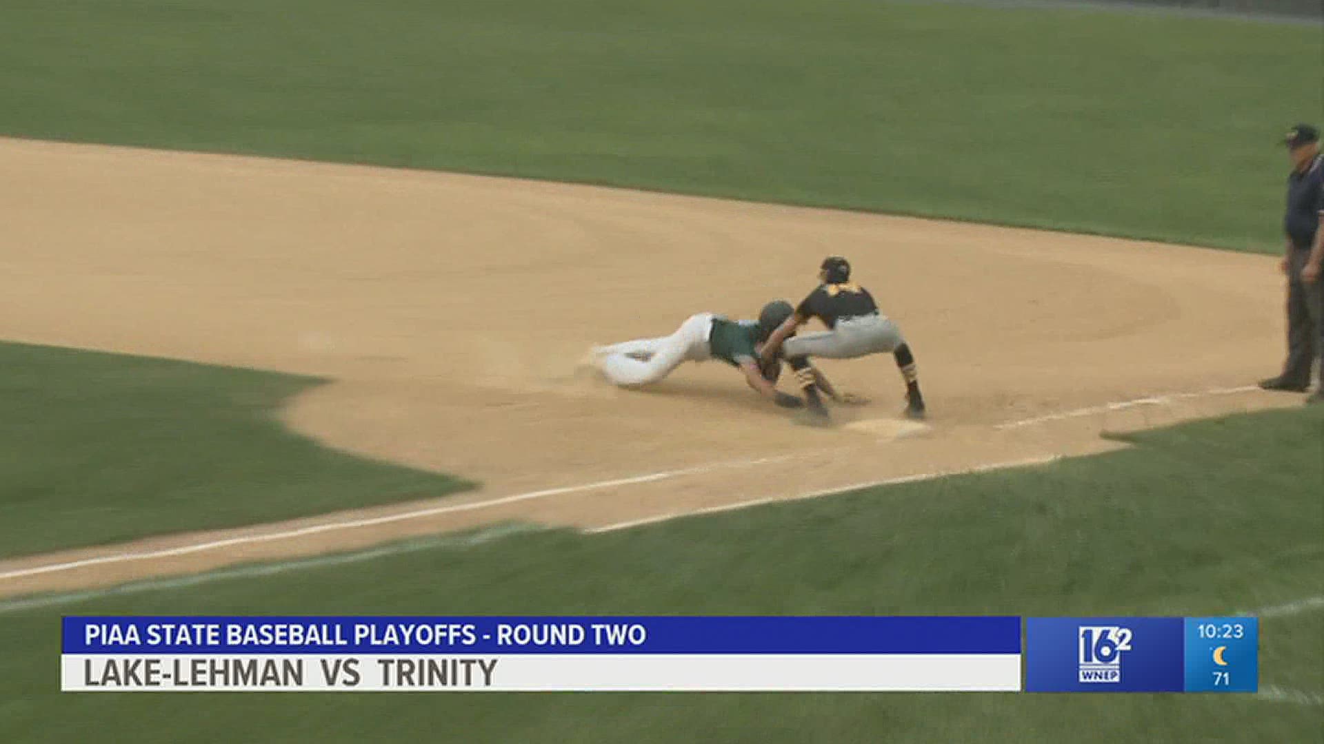 Lake-Lehman shut out Trinity 2-0 in the State Baseball playoffs.