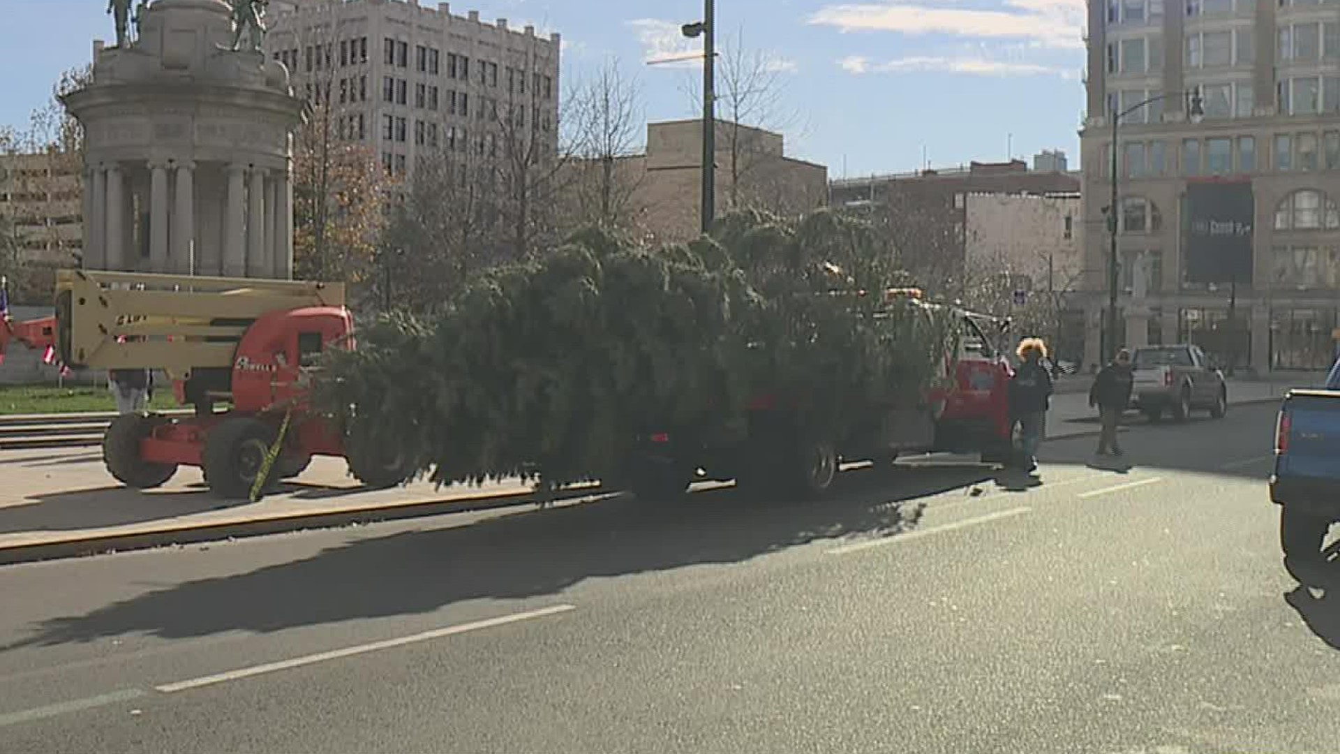 A holiday tradition took place Monday in Scranton. The Lackawanna County tree arrived at Courthouse Square.