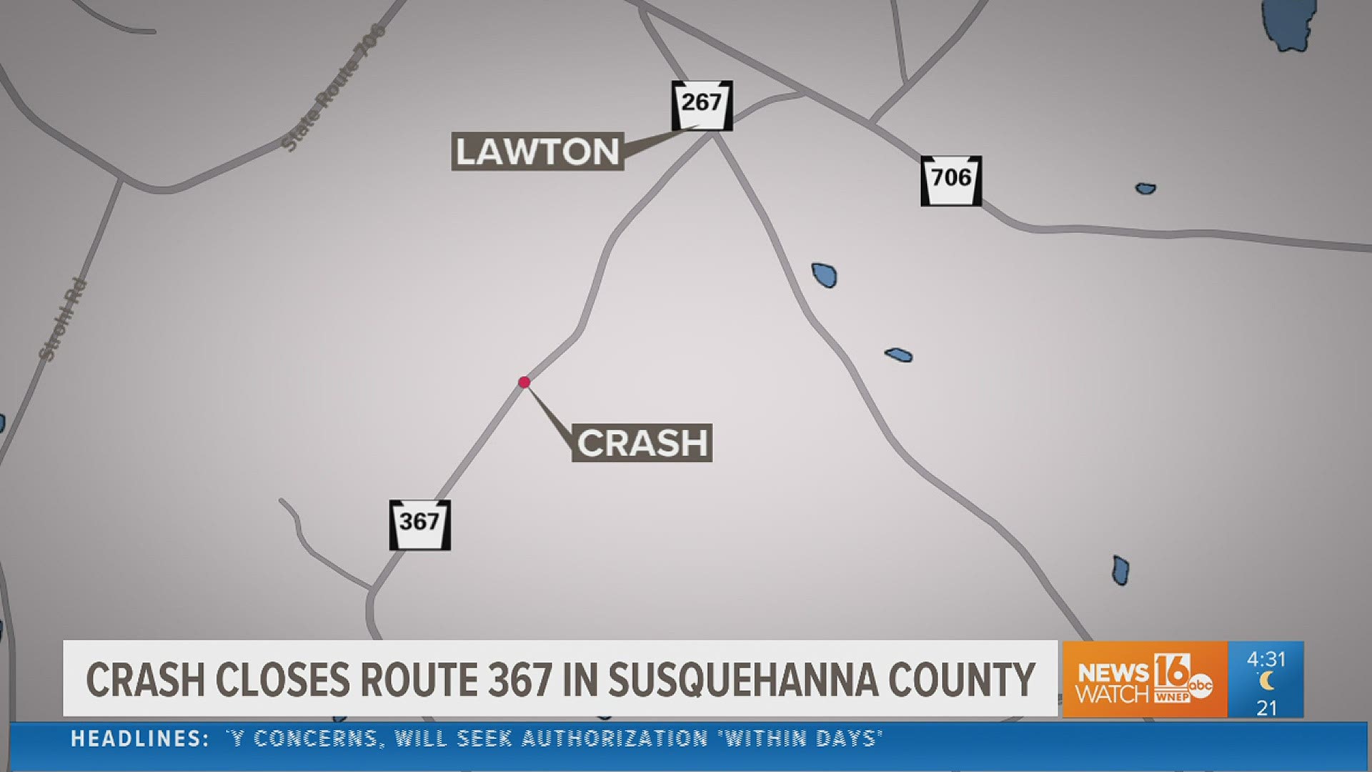 UPDATE: Route 367 in Susquehanna County back open after crash | wnep.com