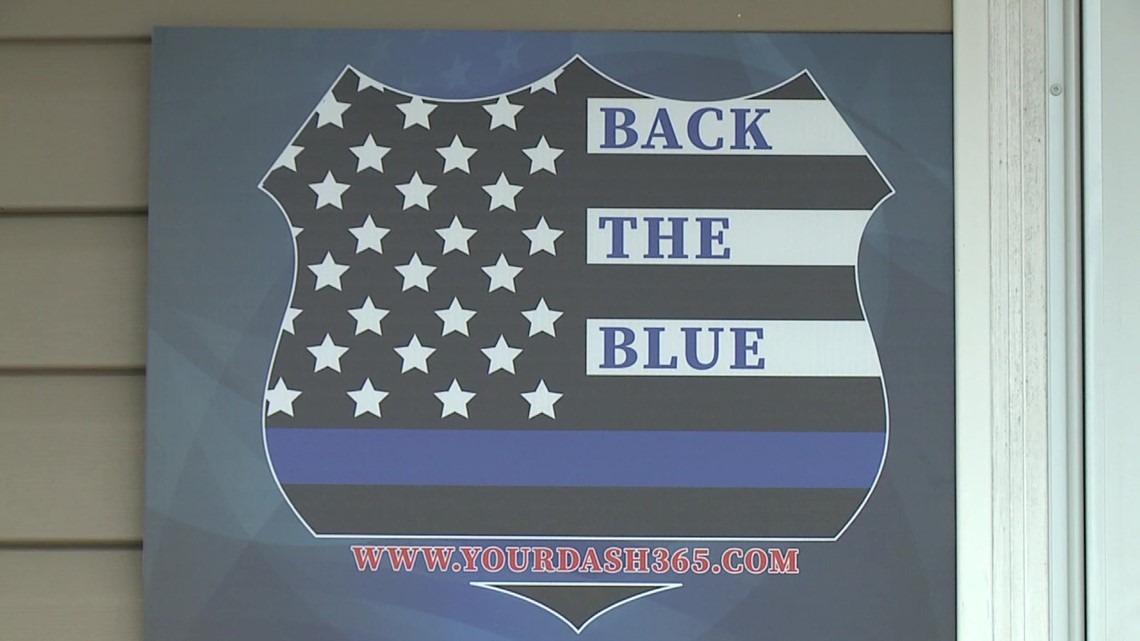Yard signs show support to 'Back the Blue'