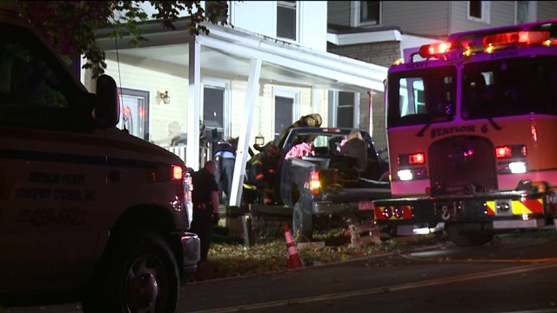Two Flown to Hospital after Late Night Crash into Porch