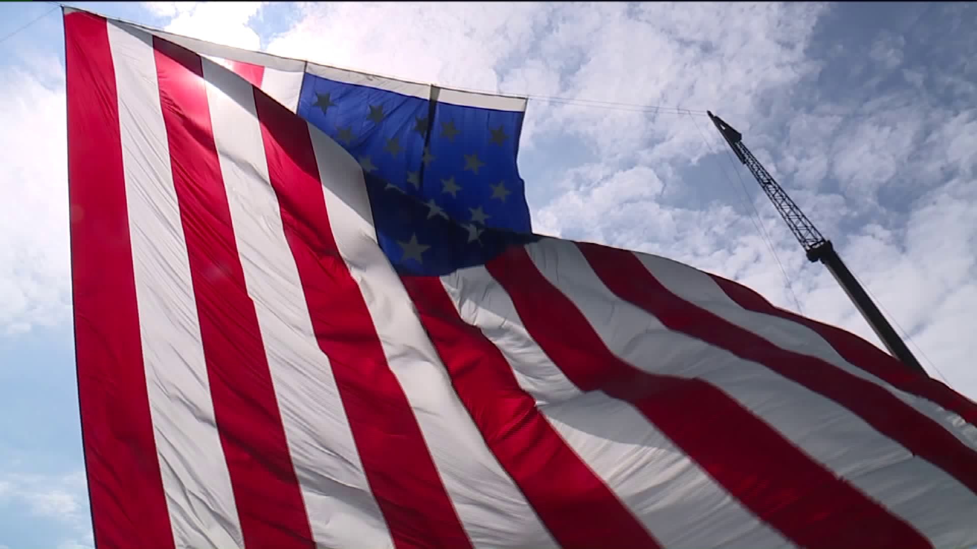  World s Largest Free Flying American Flag Waves Over Scranton Wnep