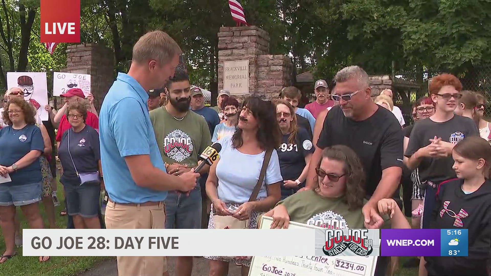 Crowds of supporters and their donations await Joe in Frackville on Day 5 of Go Joe 28.