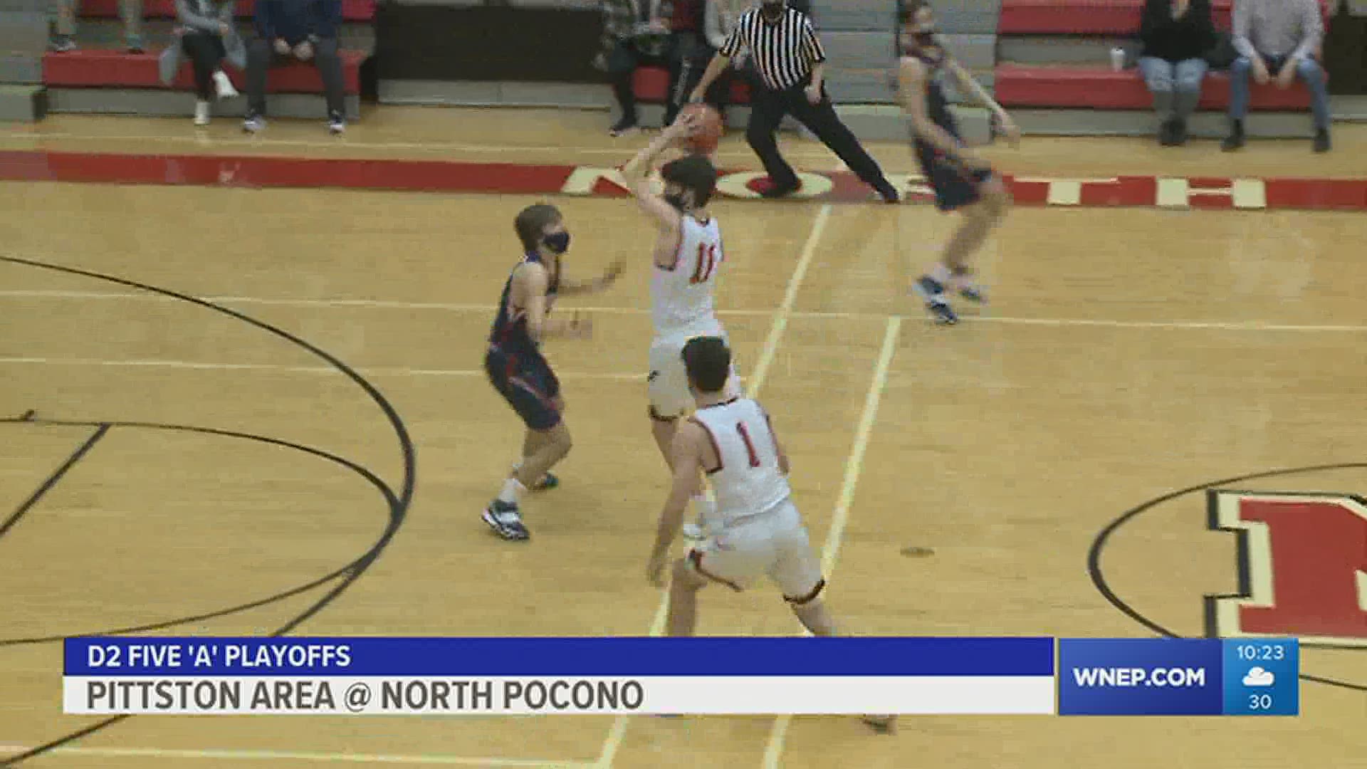 North Pocono defeated Pittston Area 73-65 in the D2 'AAAAA' boys basketball quarterfinals