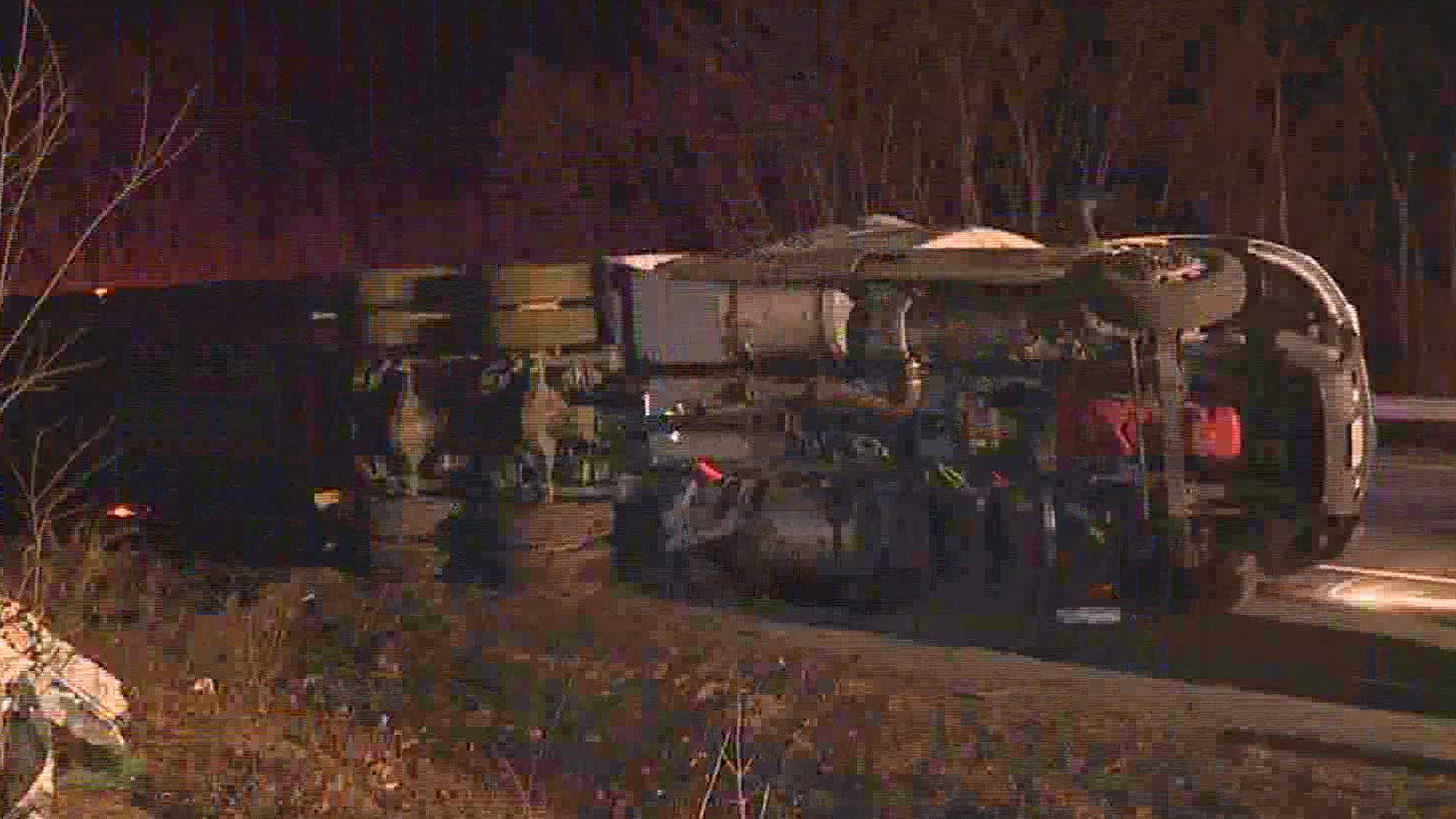 The driver of a tractor trailer was taken to the hospital after a wreck on the interstate in Luzerne County.