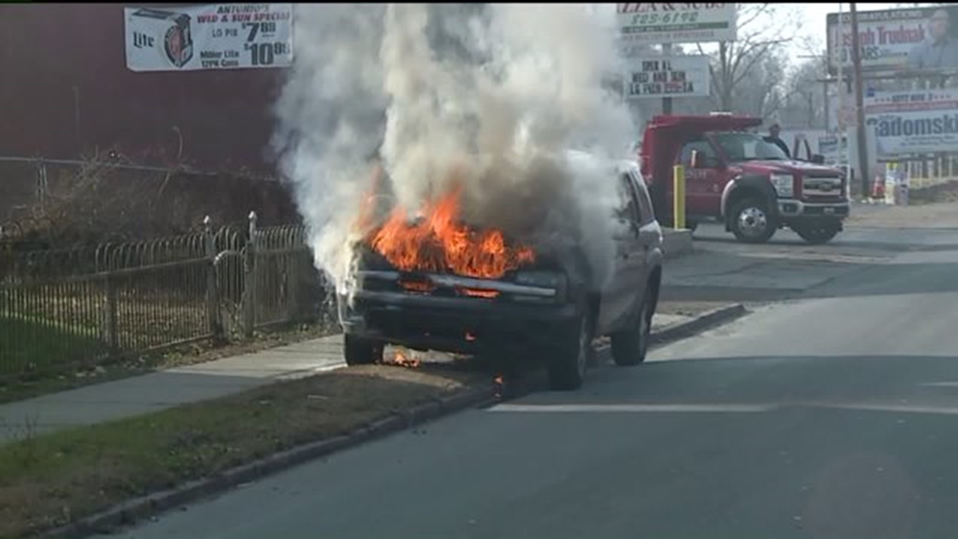 SUV Catches Fire in Wilkes-Barre