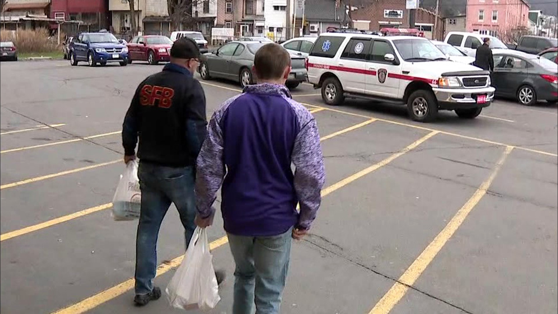 When firefighters in Shamokin aren't running into burning buildings lately, they are grocery shopping.