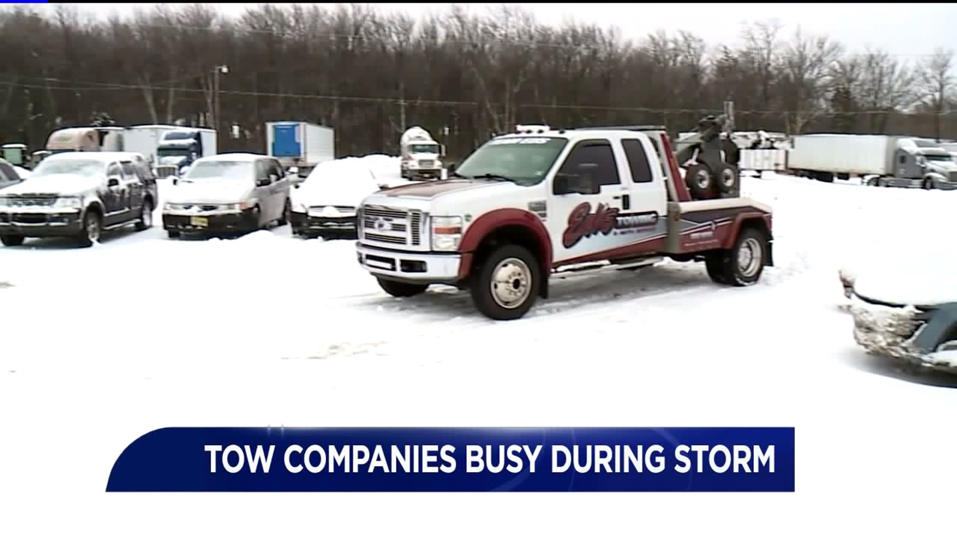Tow Companies Busy Pulling Out Cars from Snow Storm in the Poconos