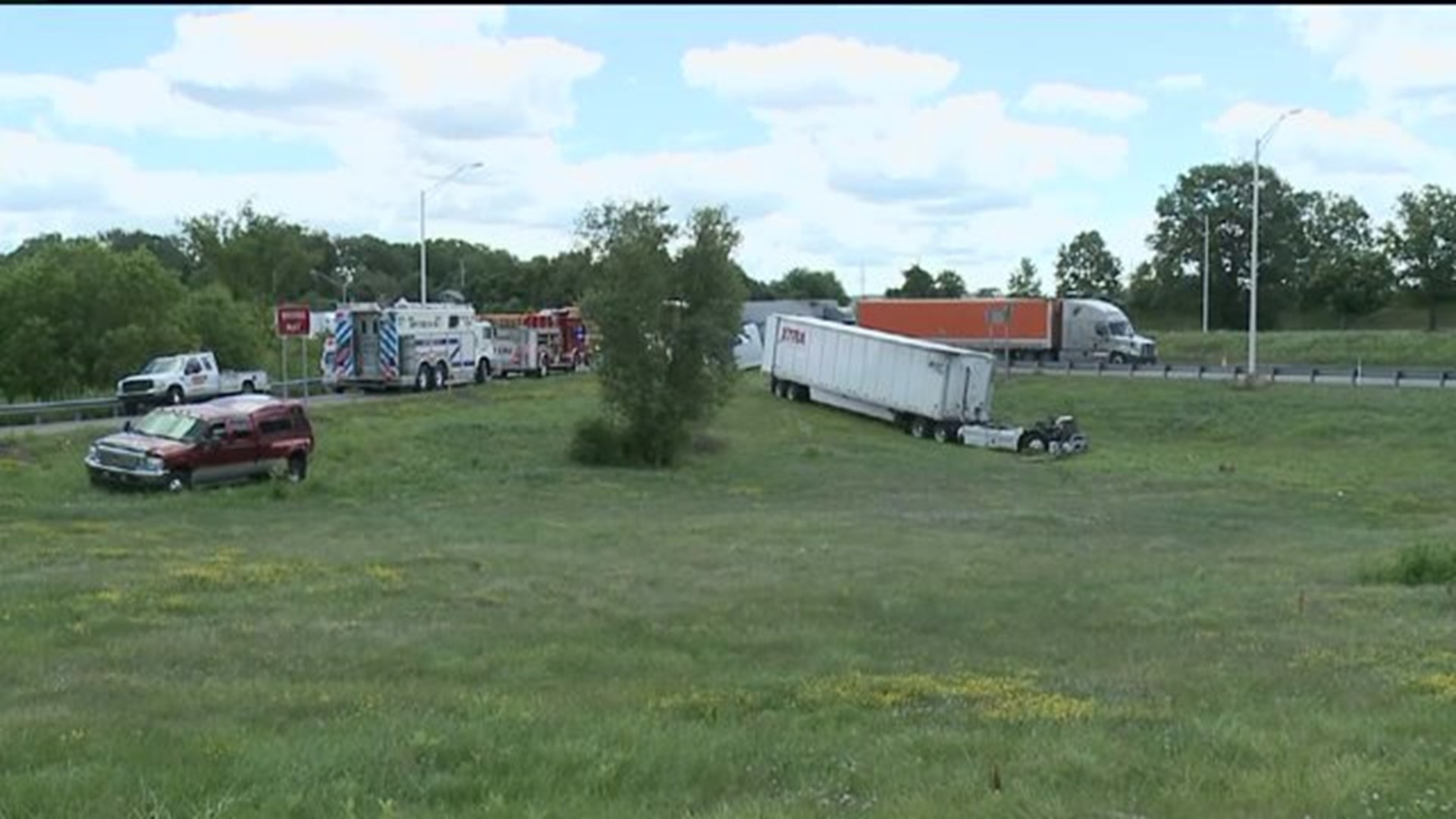 Trucker Dead After Three Rigs Collide