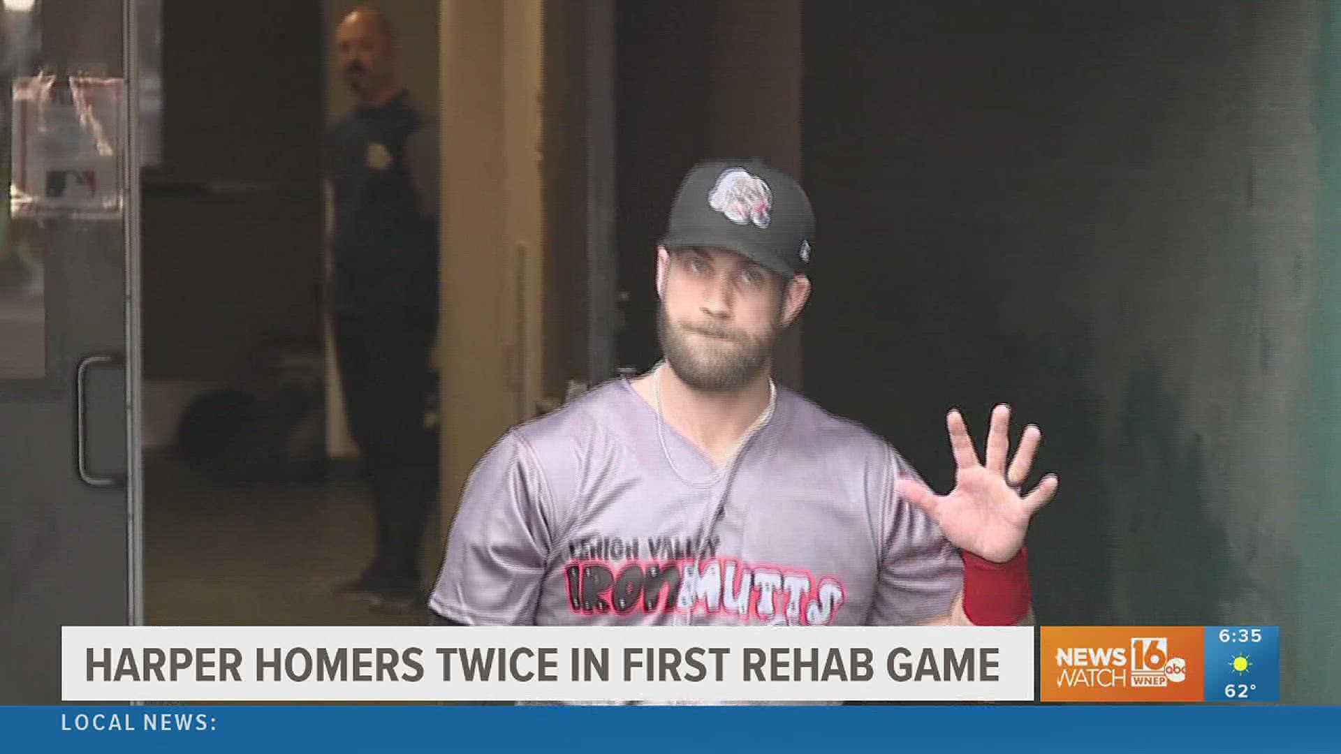 Bryce Harper Hits 2 Homers in First Game with Lehigh Valley IronPigs –  NBC10 Philadelphia