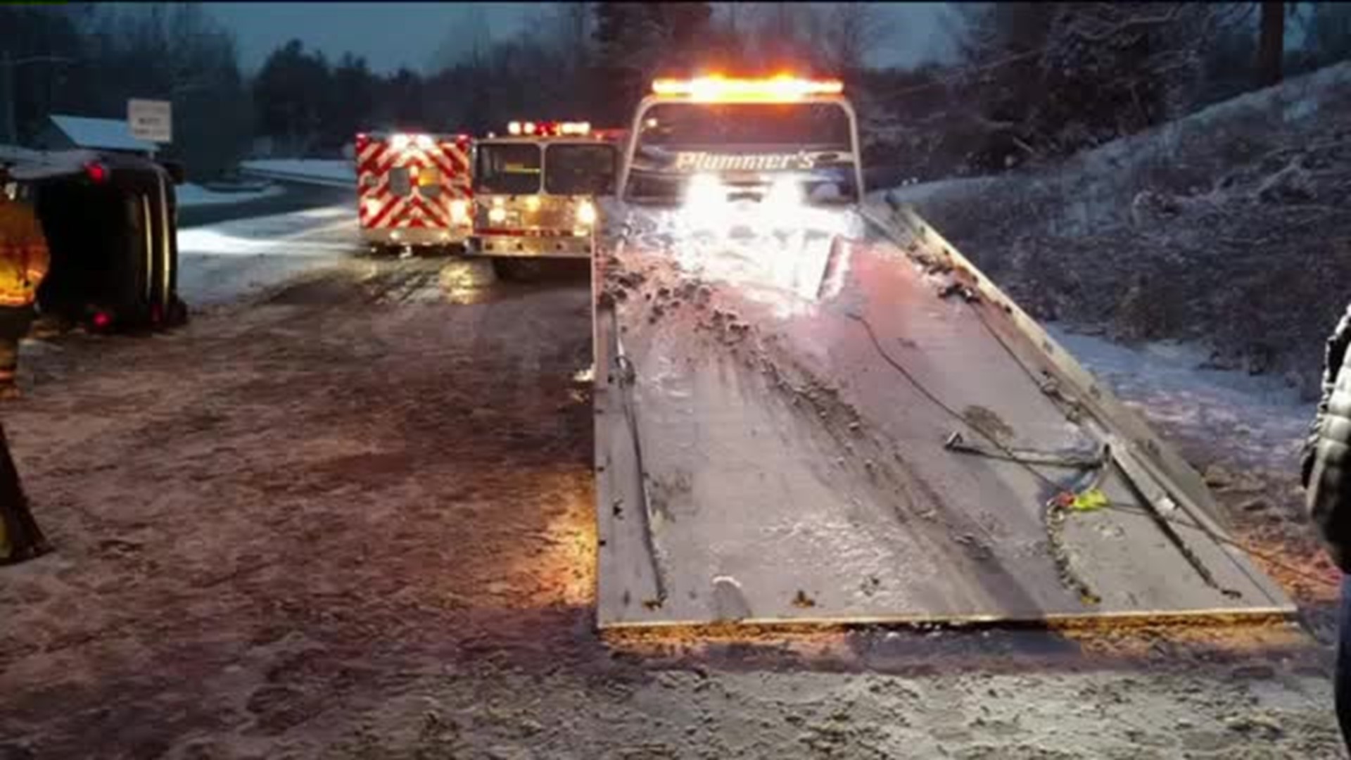 Driver Crashes after Hitting Tow Truck Ramp