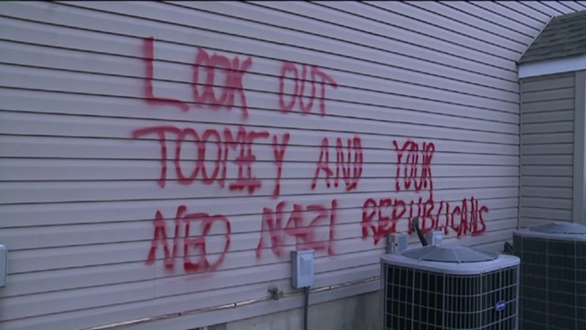 Senator Pat Toomey`s Neighbors Targeted by Political Vandals