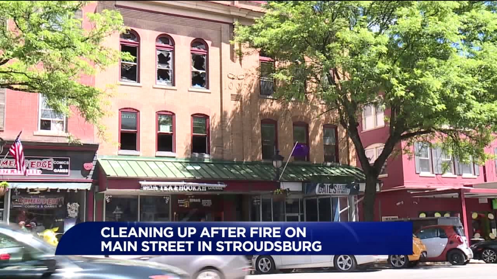 Cleaning Up After Fire on Main Street in Stroudsburg